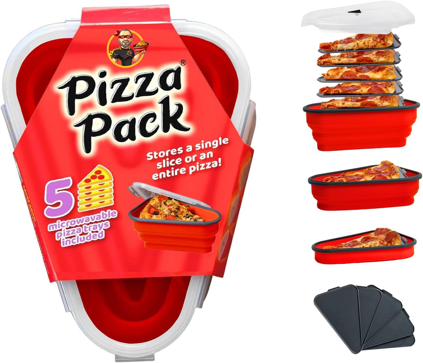 Reusable Pizza Storage Container with Microwavable Trays - Image 2