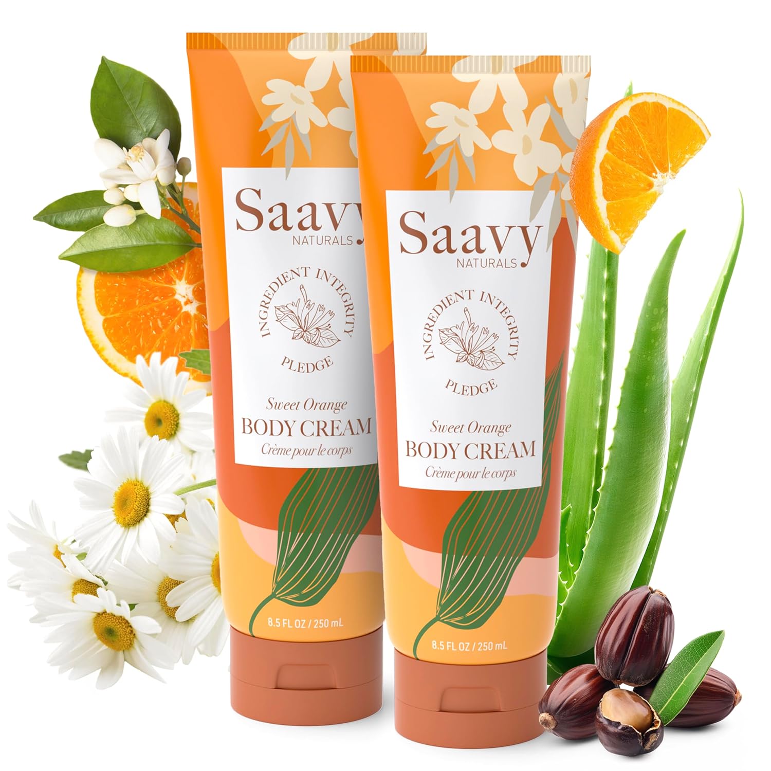Saavy Naturals Body Cream Sweet Orange Plant-Based Ingredients 8.5 Fl Oz - Image 2