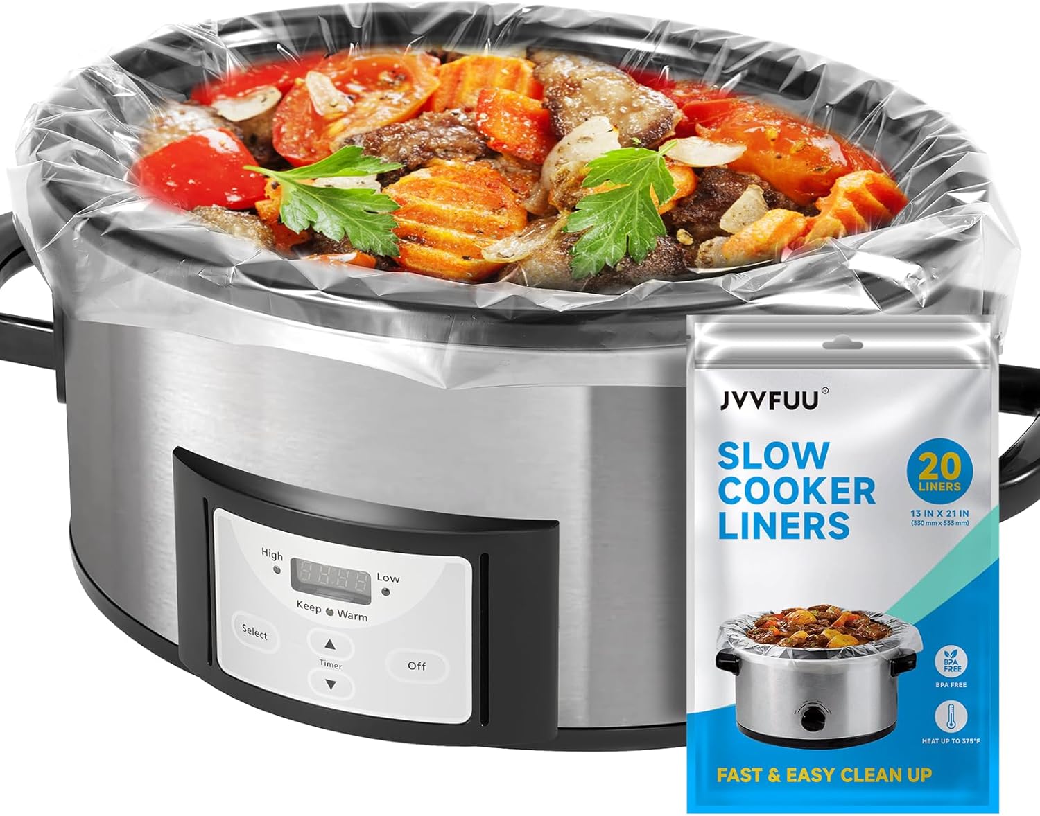 Slow Cooker Liners 3-8 Quart, Cooking Bags Large Size 13"x 21" - Image 2