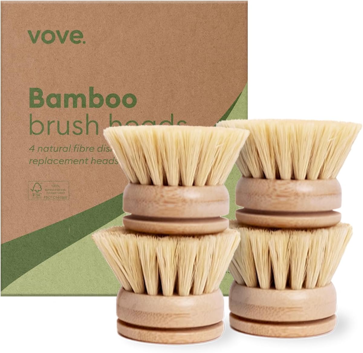Vove Bamboo Dish Brush Replacement Heads - Image 2