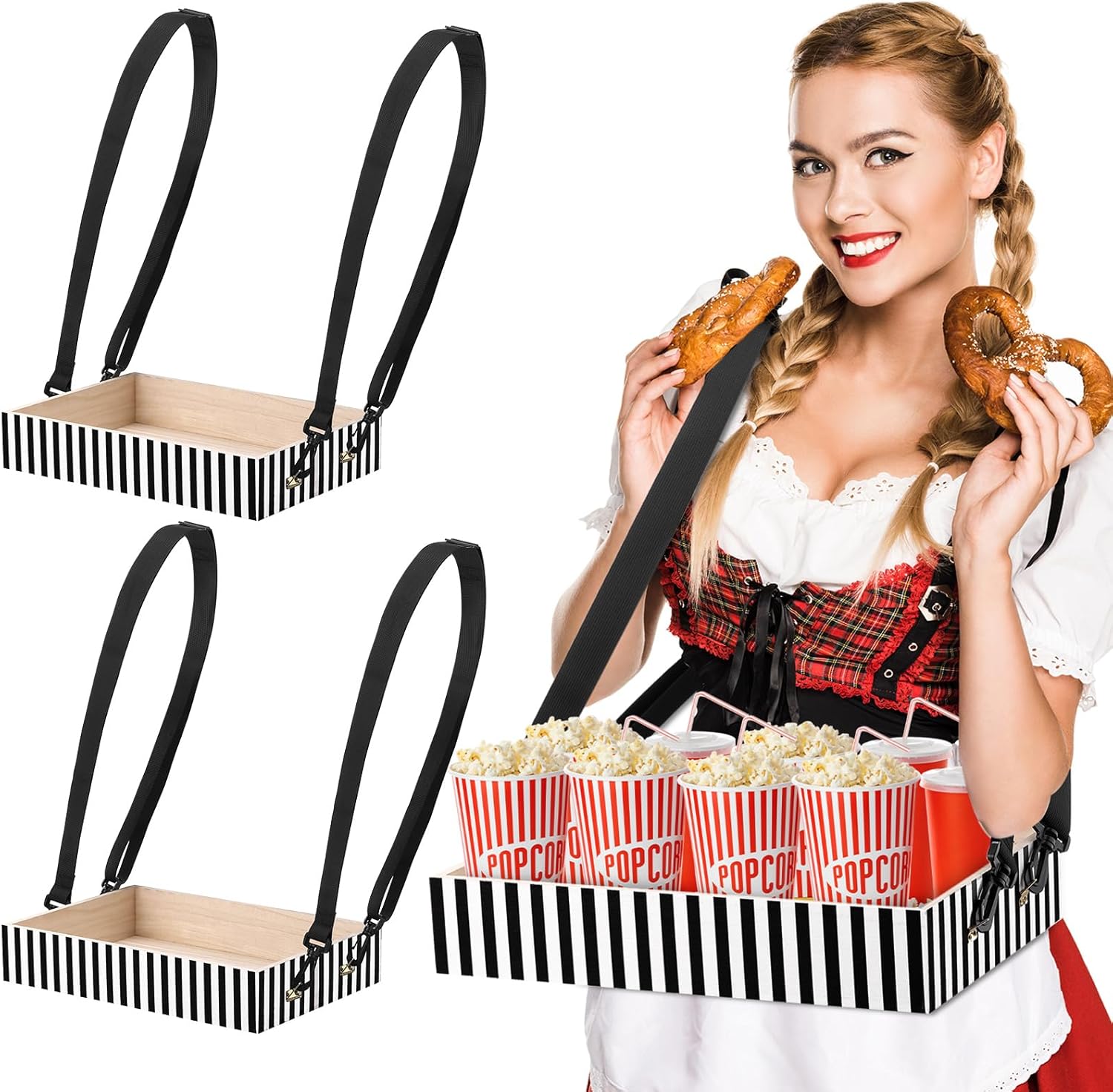 Wooden Snack Tray with Strap - Image 2