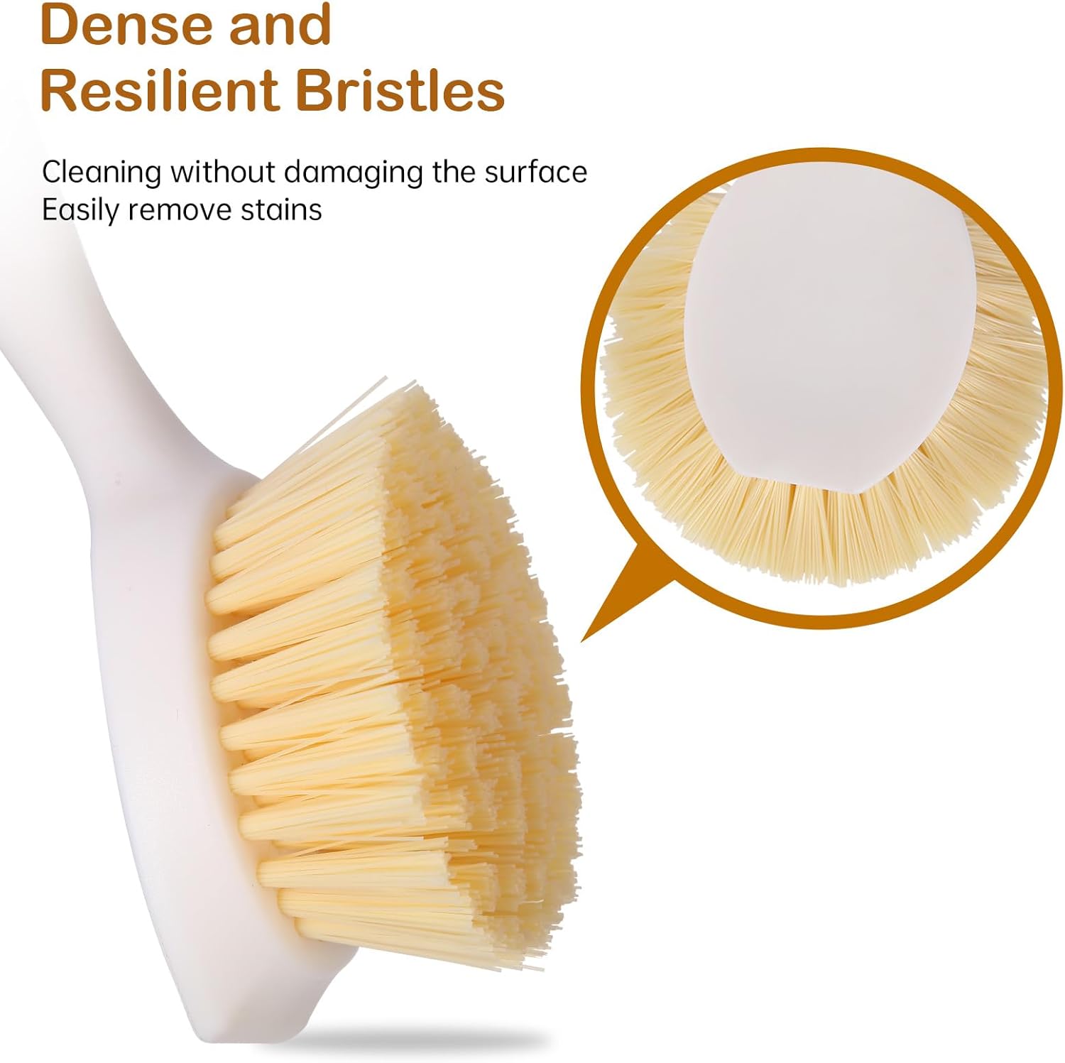 Bamboo Handle Dish Brush Set with Built-in Scraper for Kitchen Cleaning - Image 4