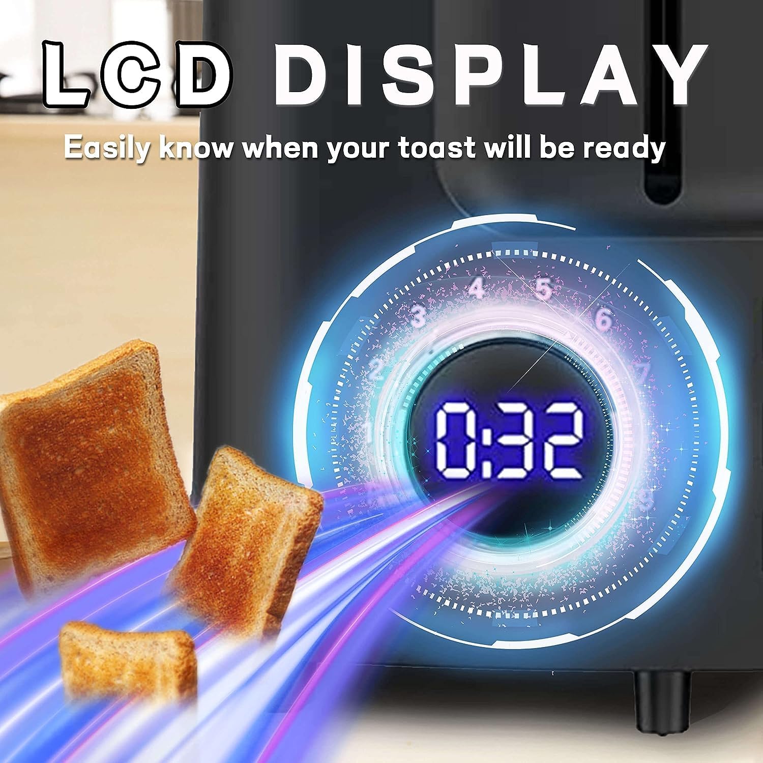 2 Slice Wide Slot Toaster with LCD Digital Countdown Timer - Image 3