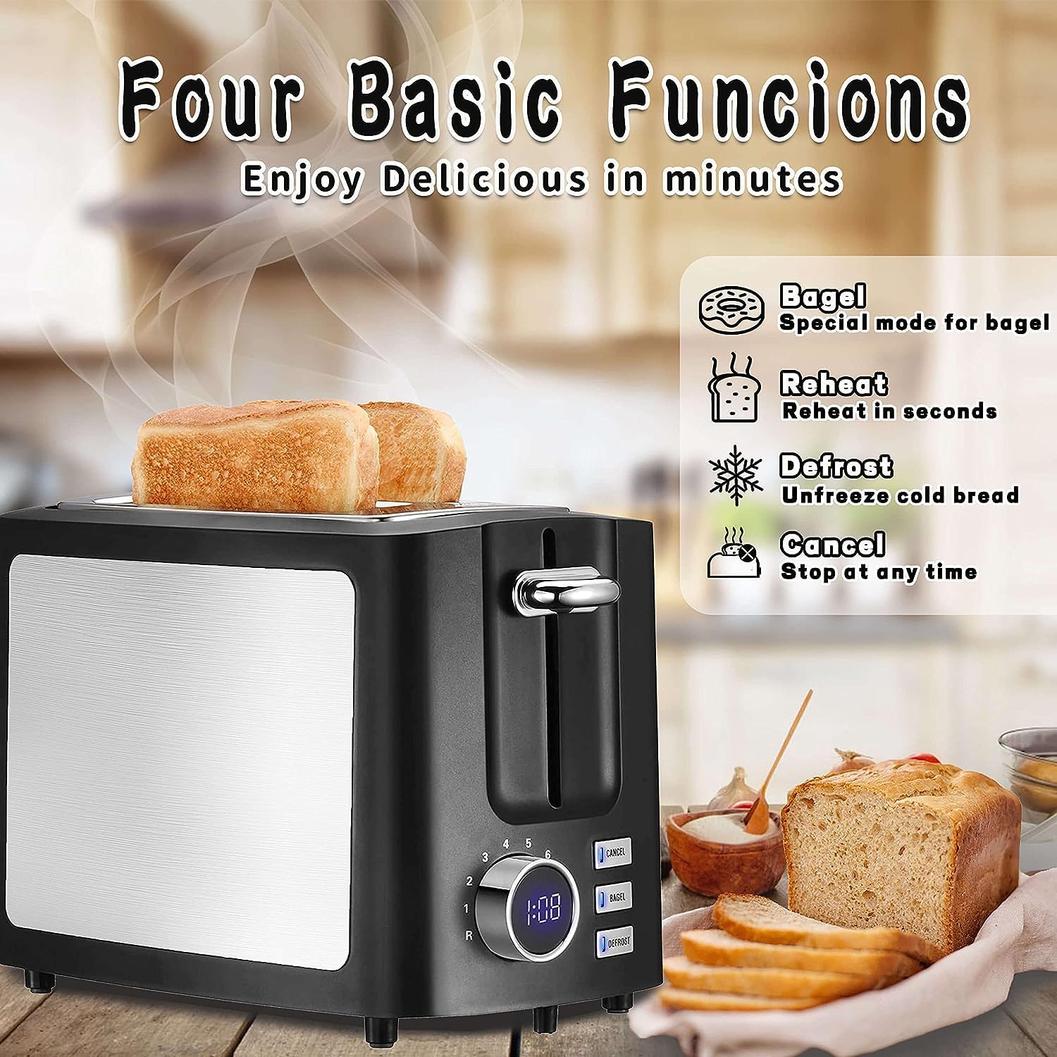 2 Slice Wide Slot Toaster with LCD Digital Countdown Timer - Image 6