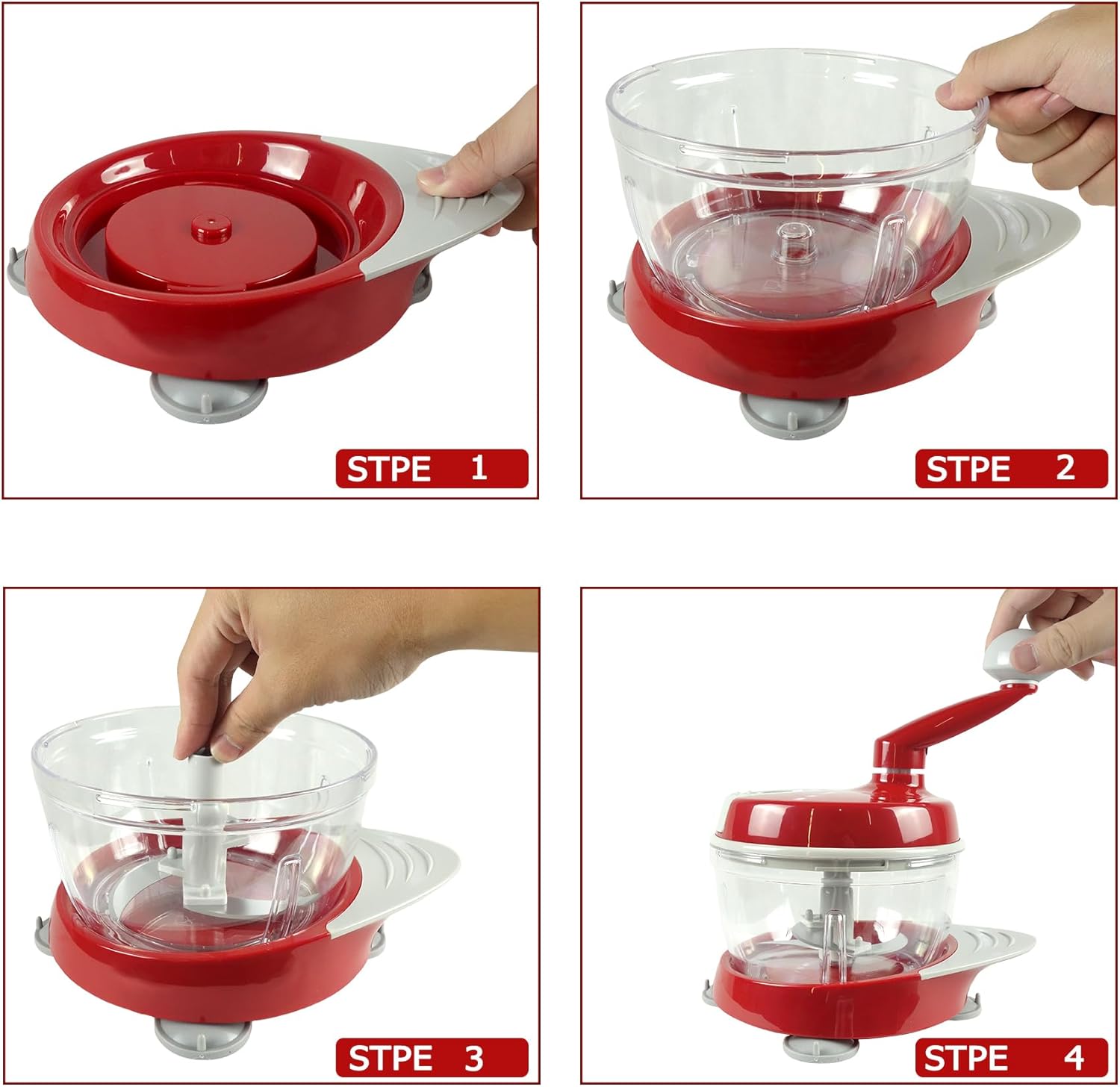 Hand Powered Food Processor and Chopper for Vegetables Meat Fruits Onions - Image 3
