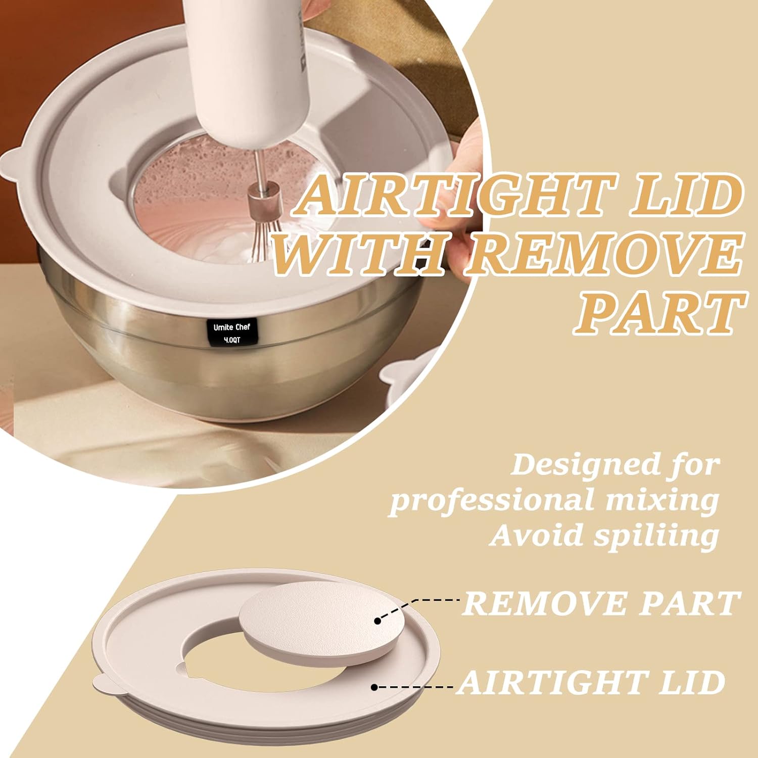 Stainless Steel Mixing Bowls Set with Airtight Lids and Grater Attachments - Image 6