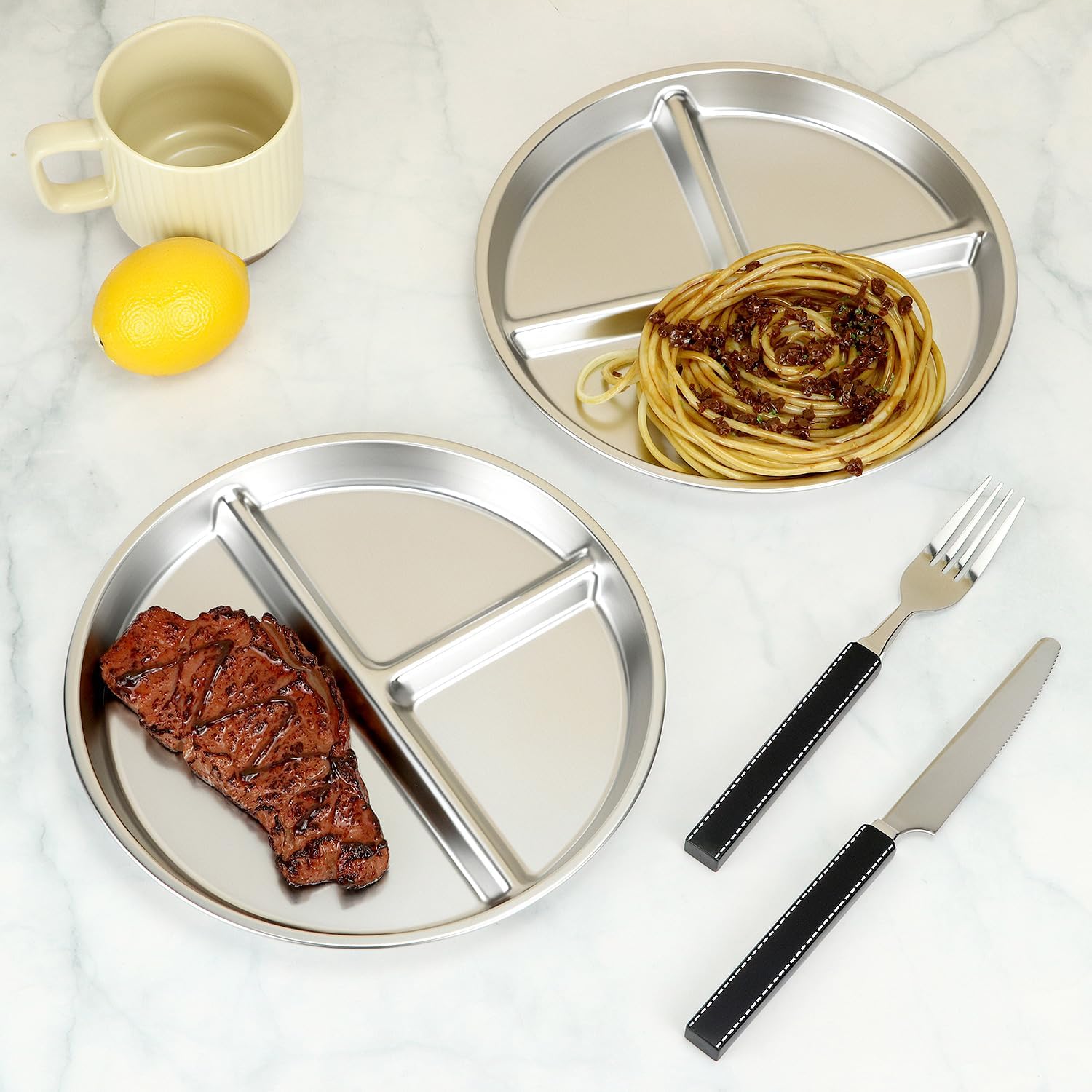 QWORK 304 Stainless Steel Portion Control Plates - Image 3