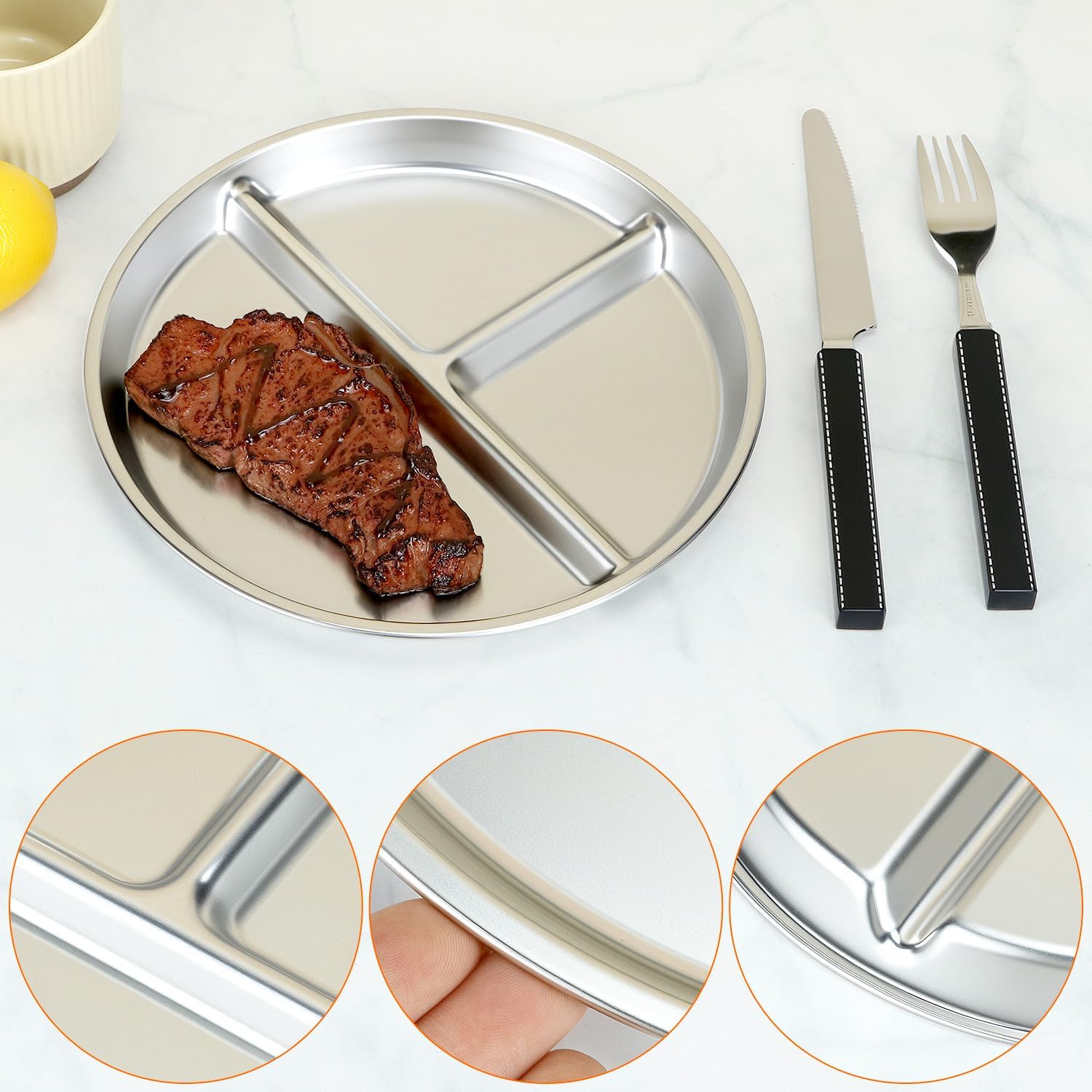 QWORK 304 Stainless Steel Portion Control Plates - Image 4