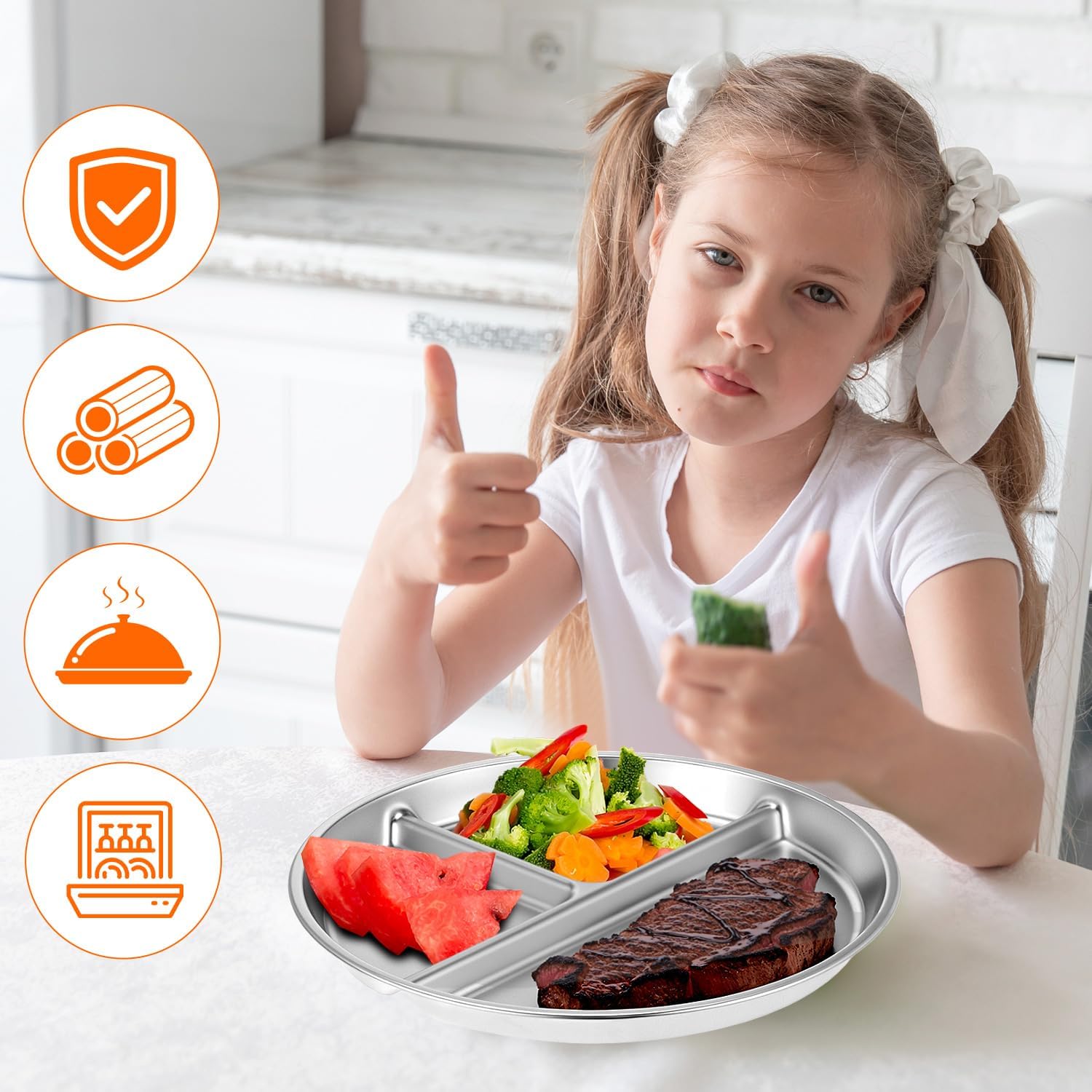 QWORK 304 Stainless Steel Portion Control Plates - Image 5