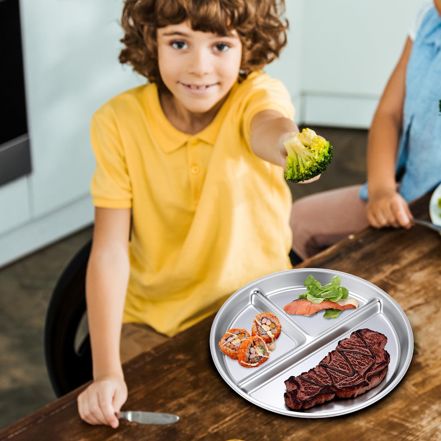 QWORK 304 Stainless Steel Portion Control Plates - Image 8