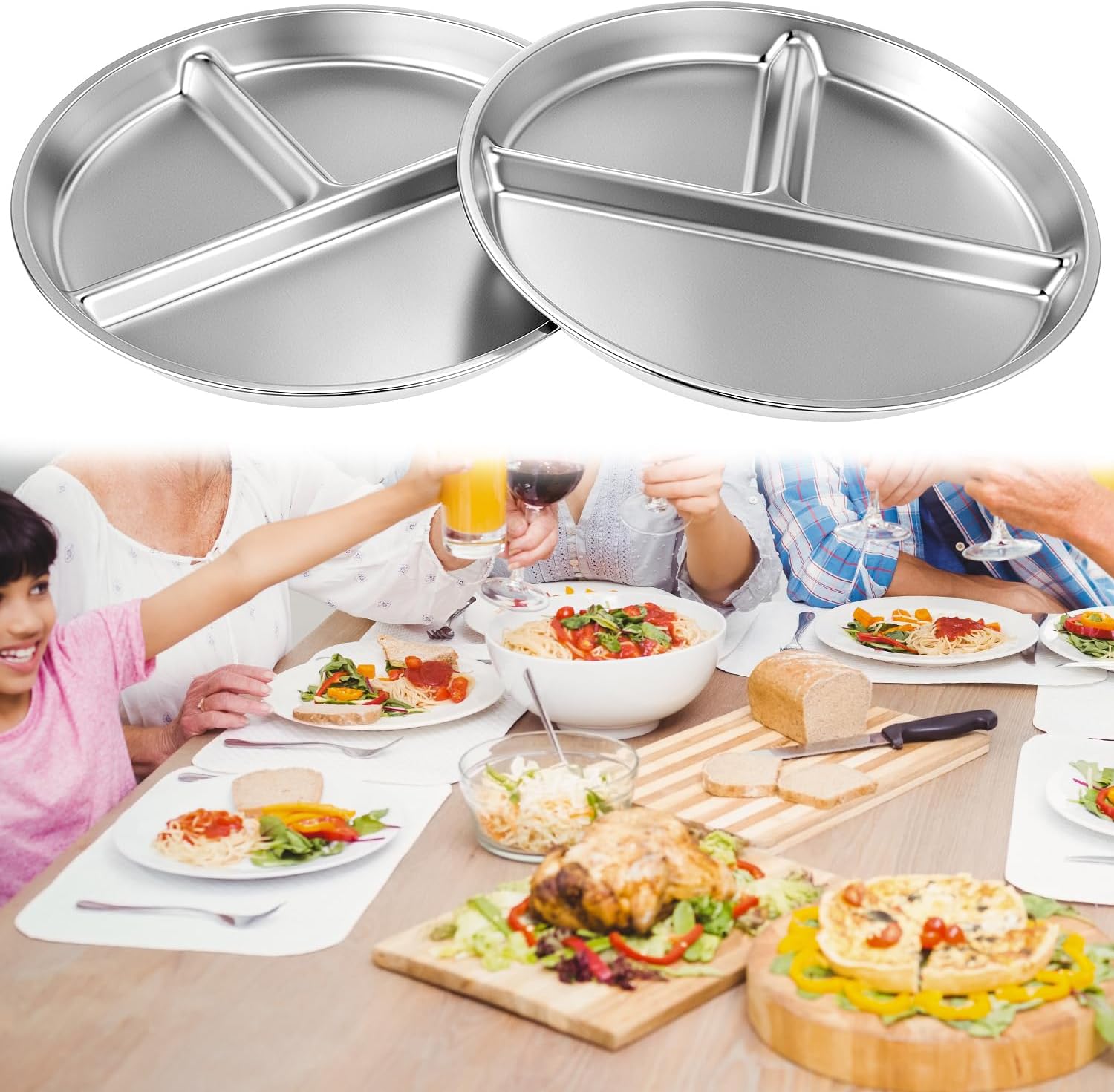 QWORK 304 Stainless Steel Portion Control Plates - Image 9