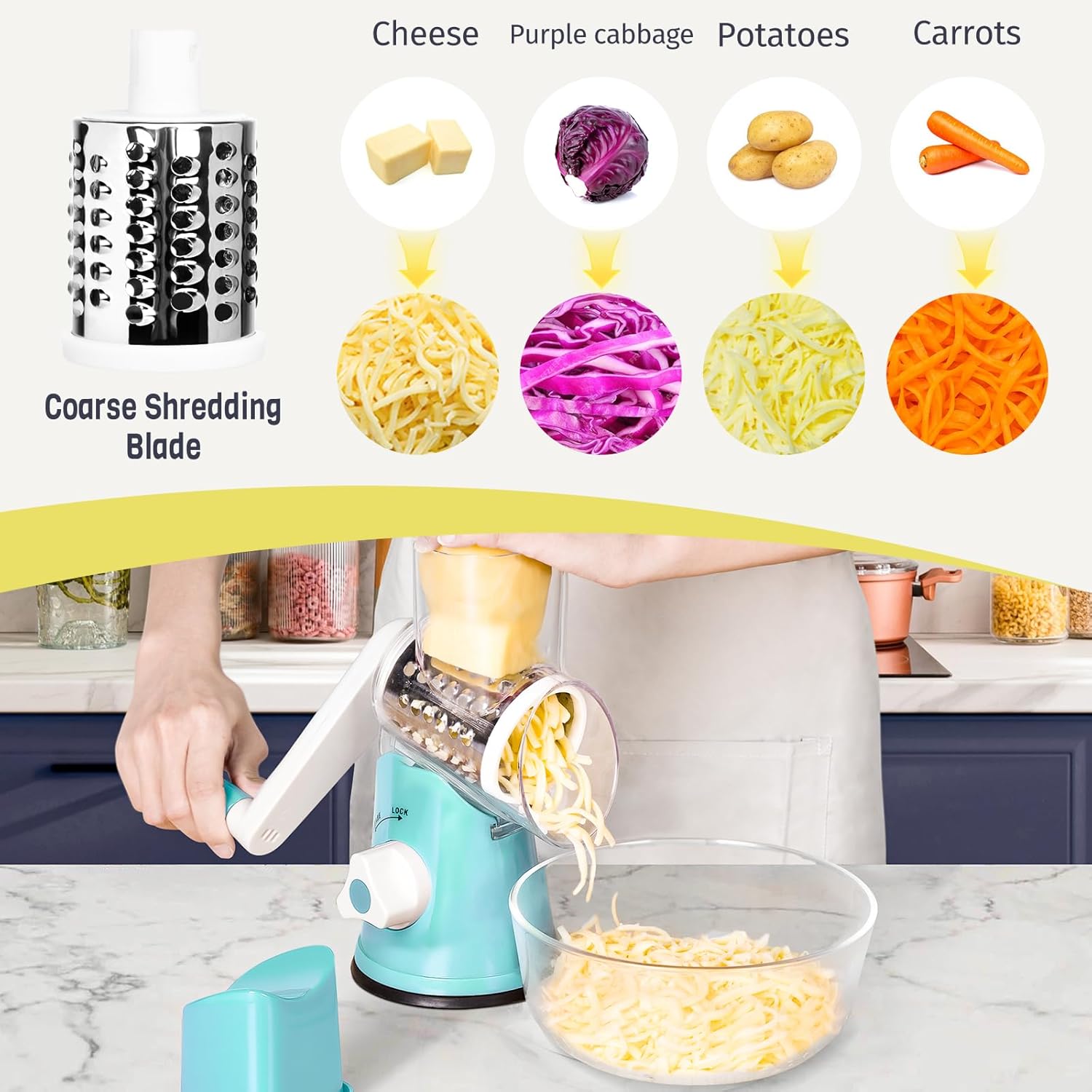 Rotary Cheese Grater with Interchangeable Blades - Image 5