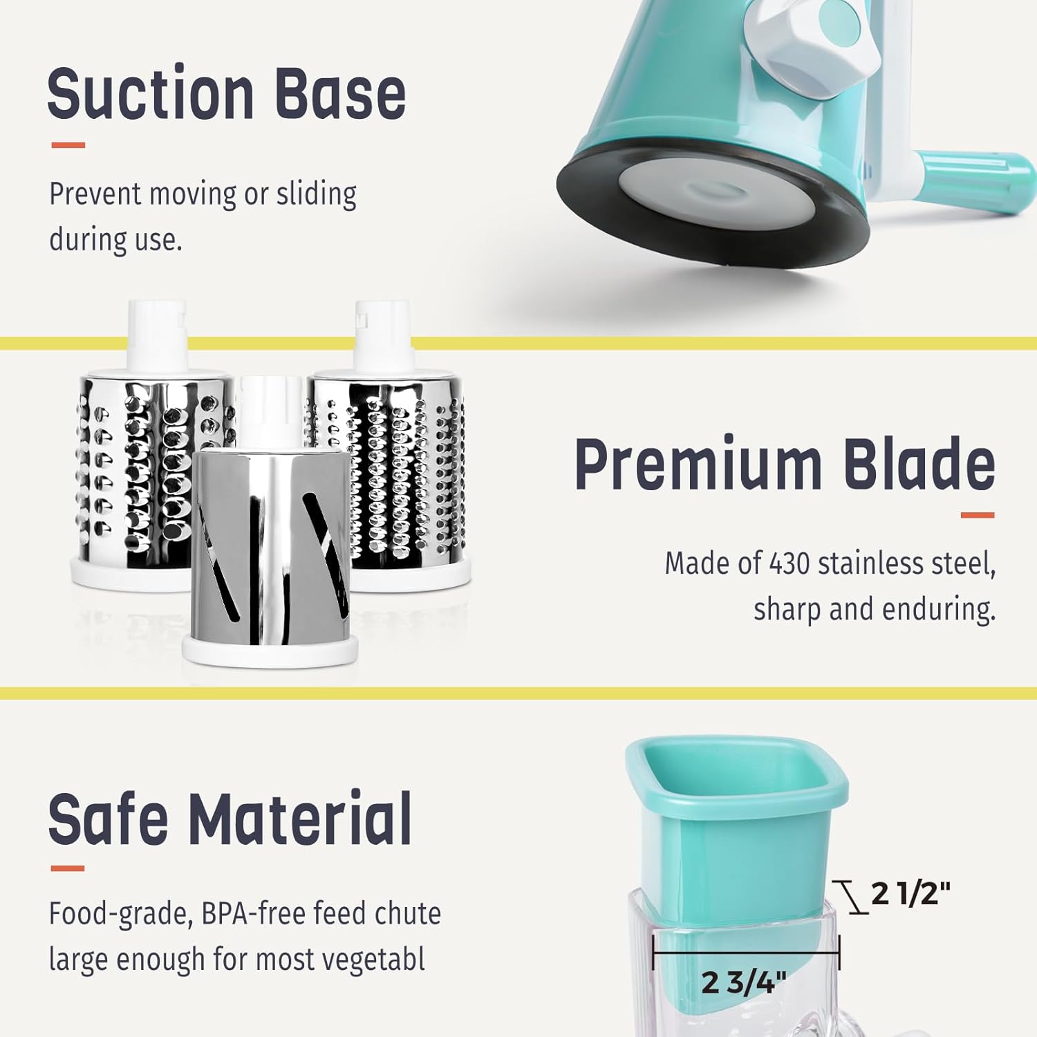 Rotary Cheese Grater with Interchangeable Blades - Image 7