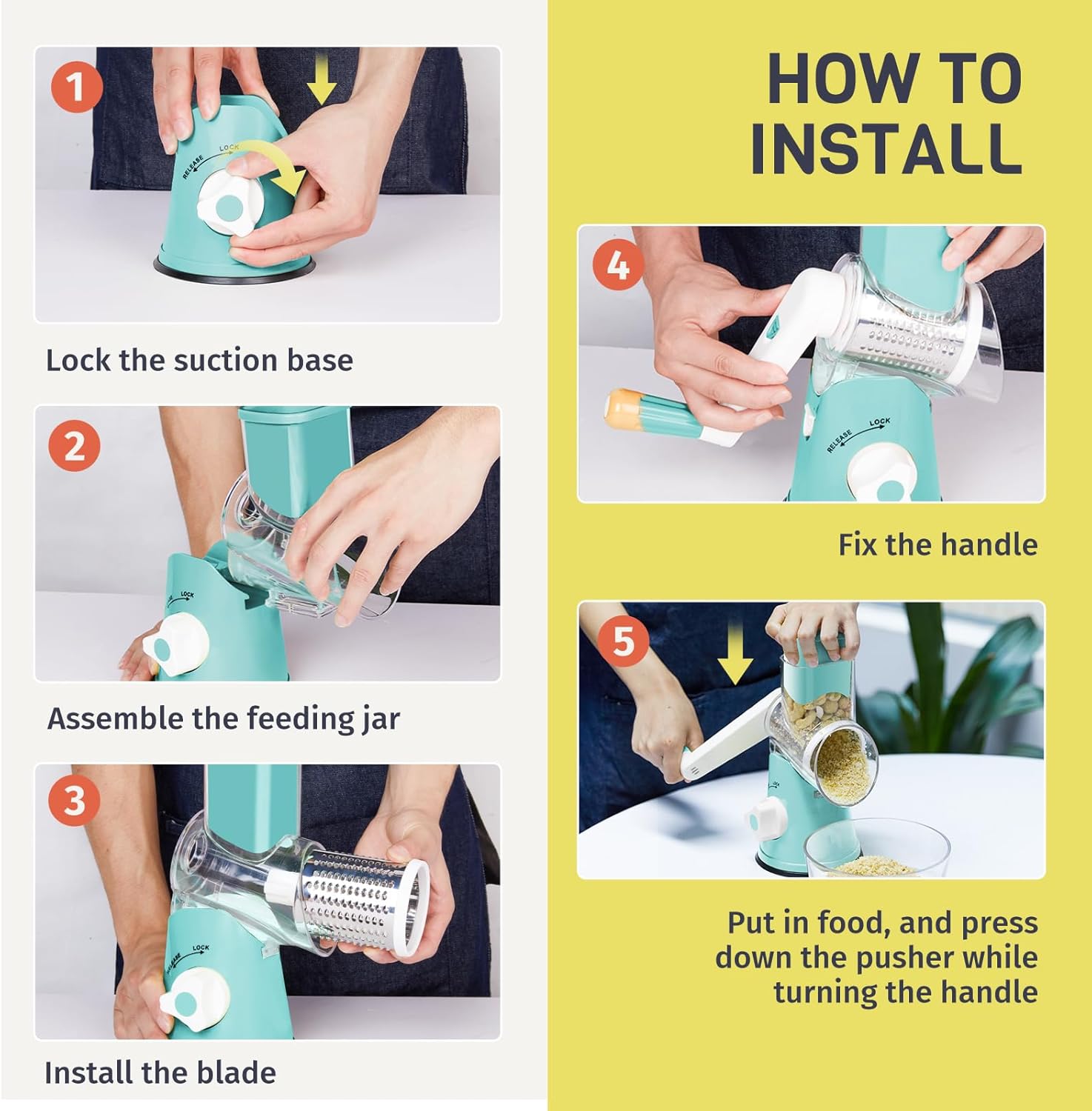 Rotary Cheese Grater with Interchangeable Blades - Image 9
