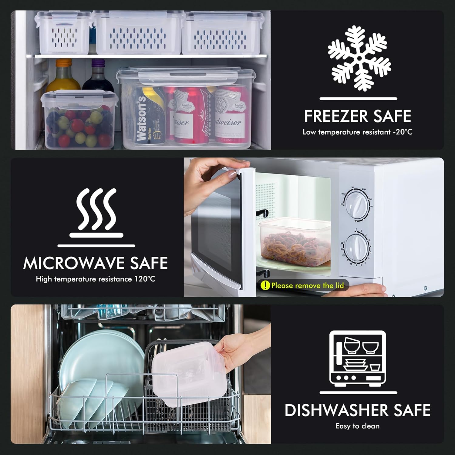 HOTEC Large Fruit Storage Container with Removable Colander - Image 7