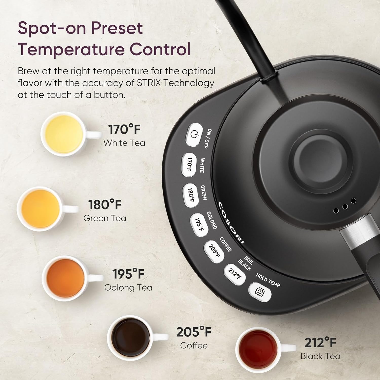 COSORI Gooseneck Kettle with 5 Temperature Presets - Image 3