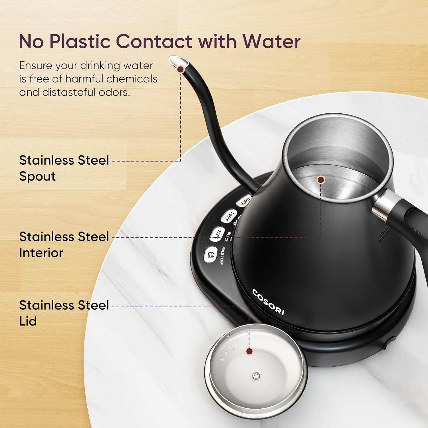 COSORI Gooseneck Kettle with 5 Temperature Presets - Image 7