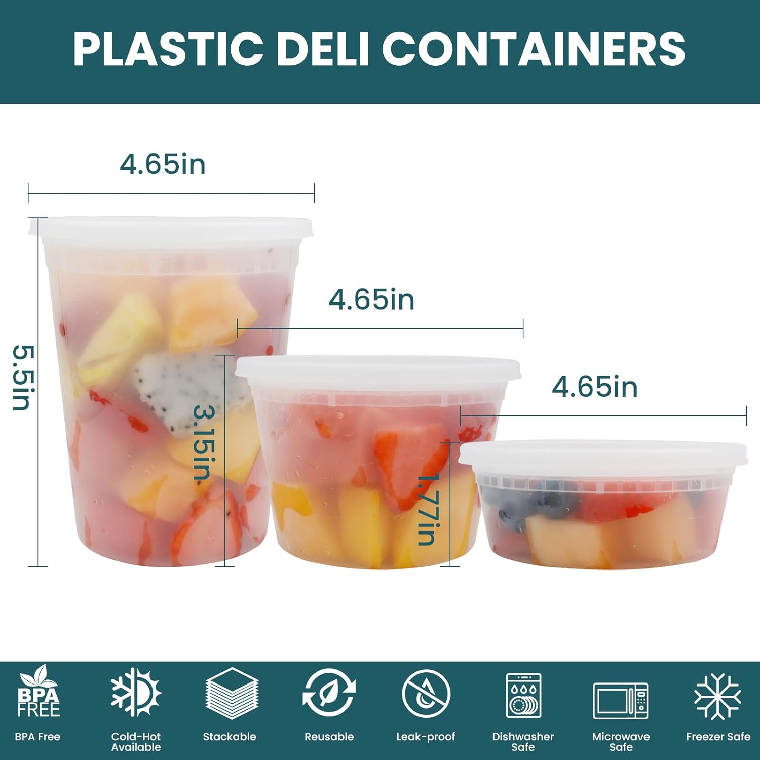 WGCD Deli Containers with Lids 48 Sets - Image 6