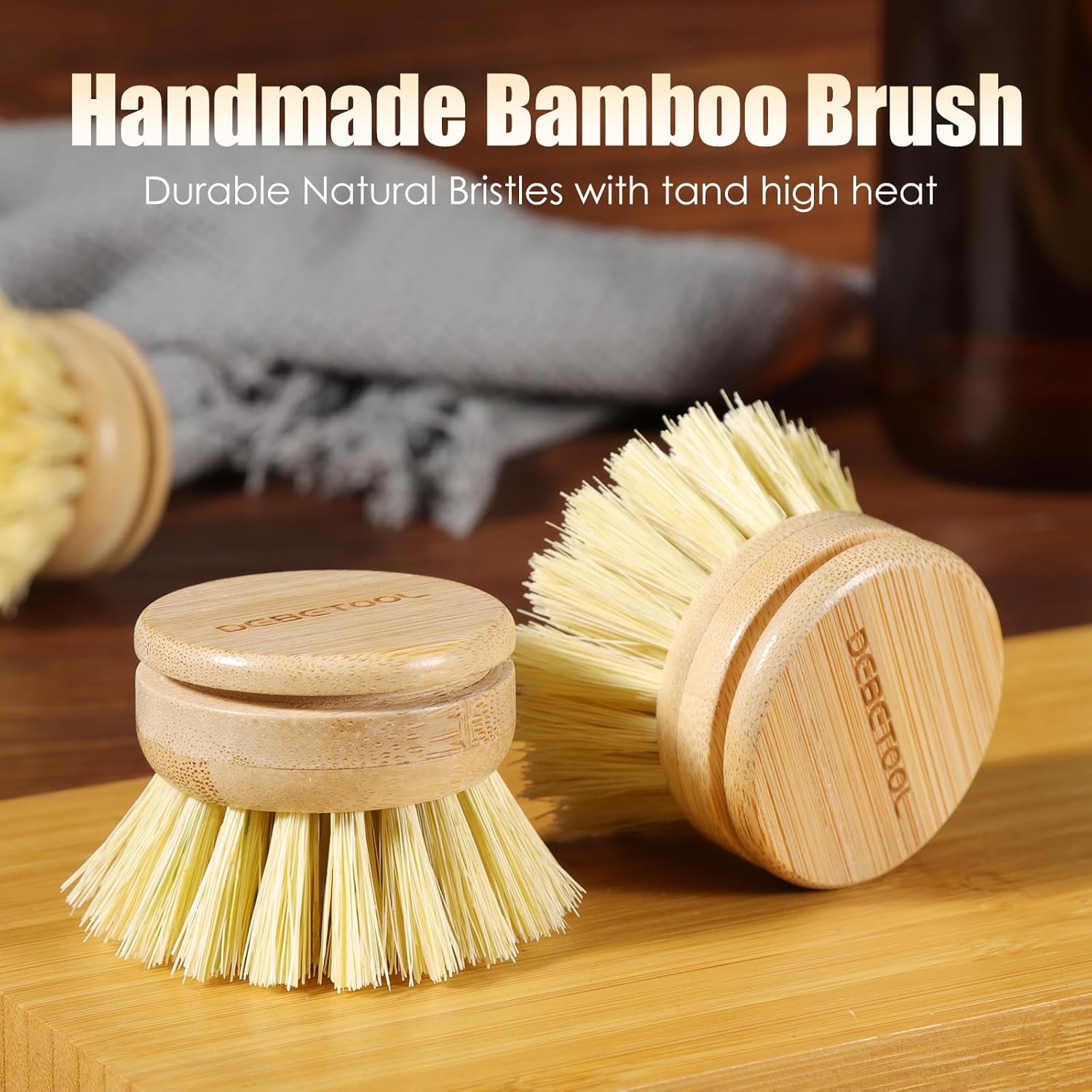 Natural Wooden Dish Brush with Sisal Fiber for Kitchen Cleaning - Image 7