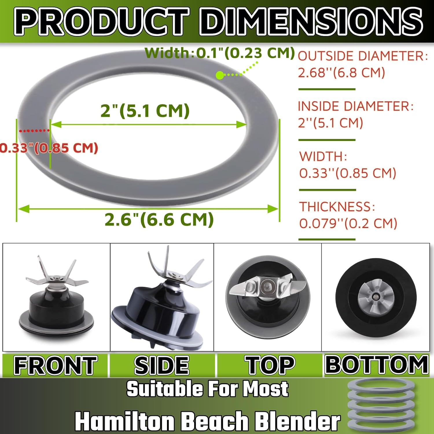 Blender O-Ring Gasket Seal 5 PCS for Hamilton Beach Replacement Parts - Image 3