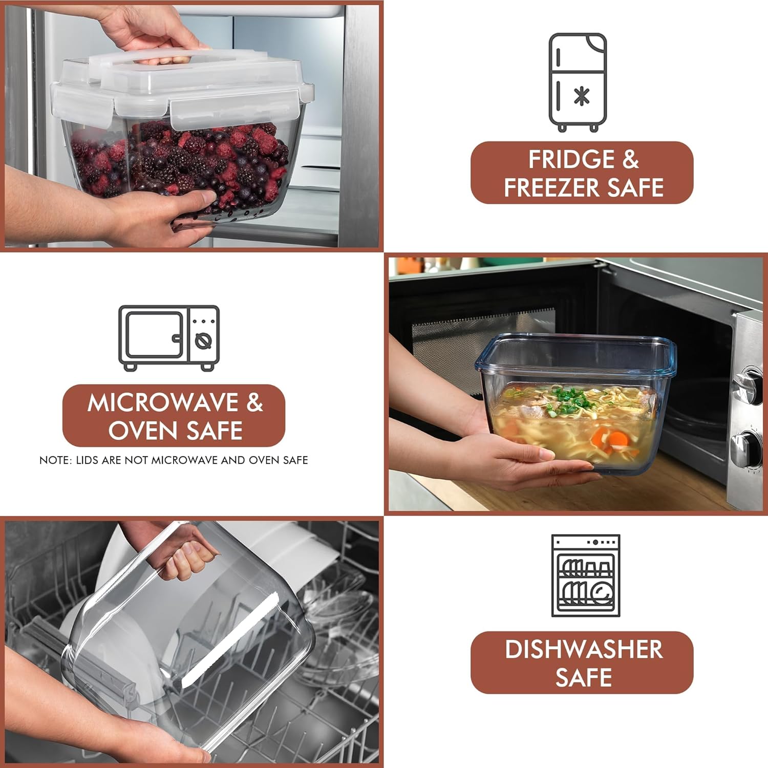 Razab 17 Cups Large Glass Food Storage Containers with Lids - Image 6