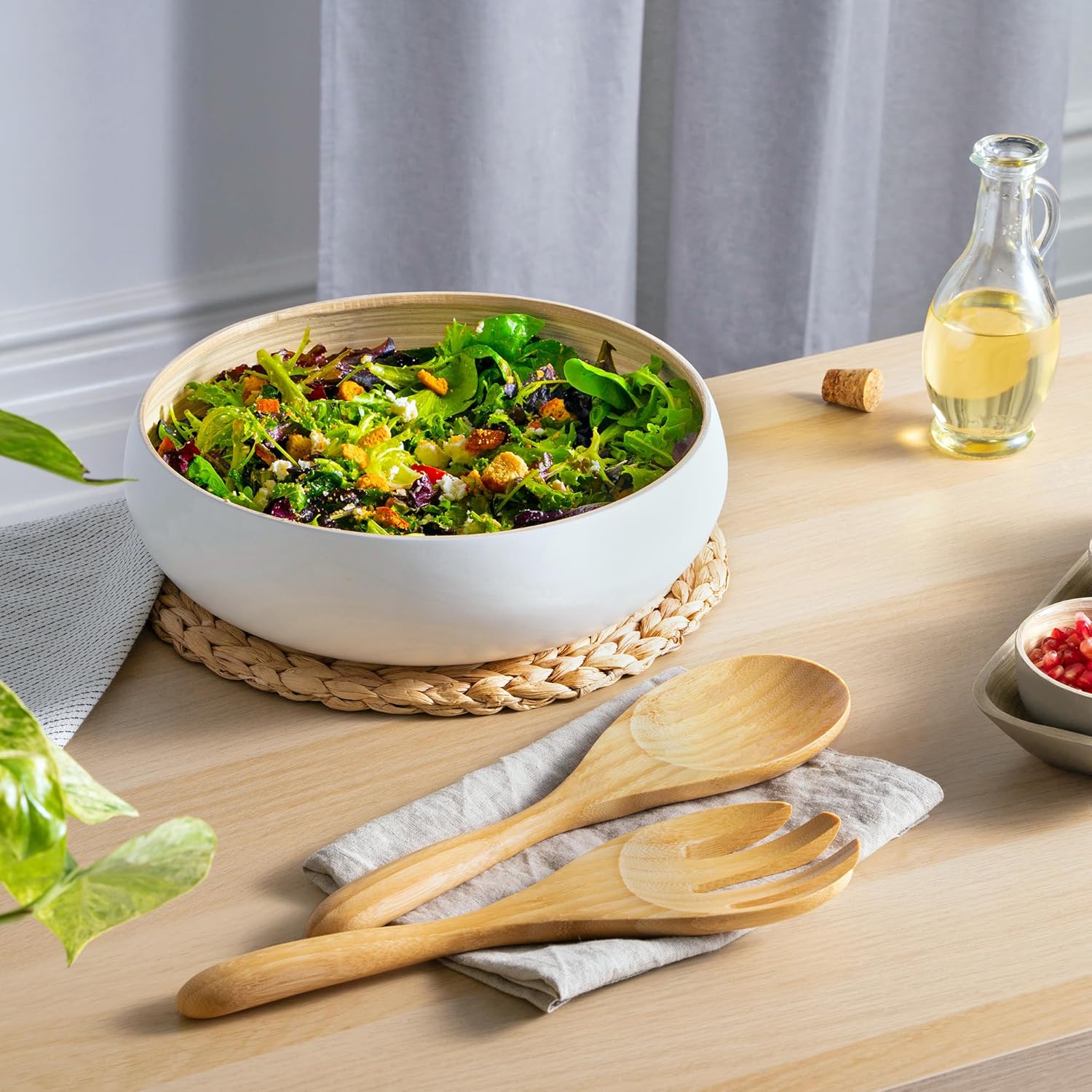 Large Premium Bamboo Salad Tongs - Image 6