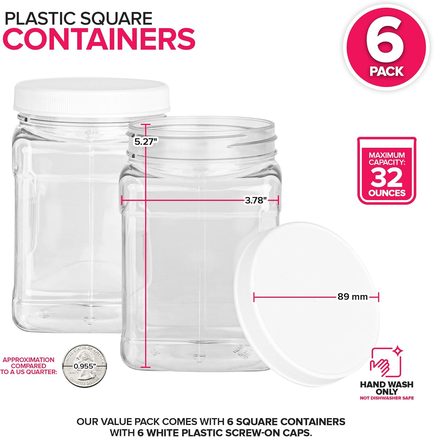 32 Oz Square Plastic Canisters with Lids - Image 3