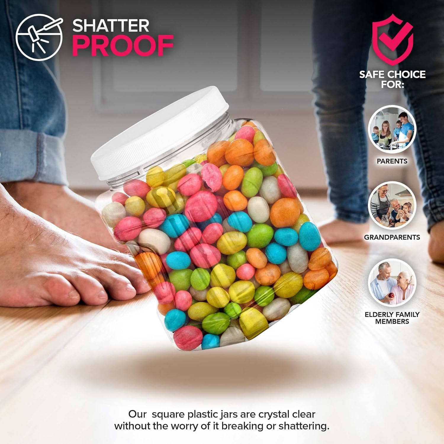 32 Oz Square Plastic Canisters with Lids - Image 6