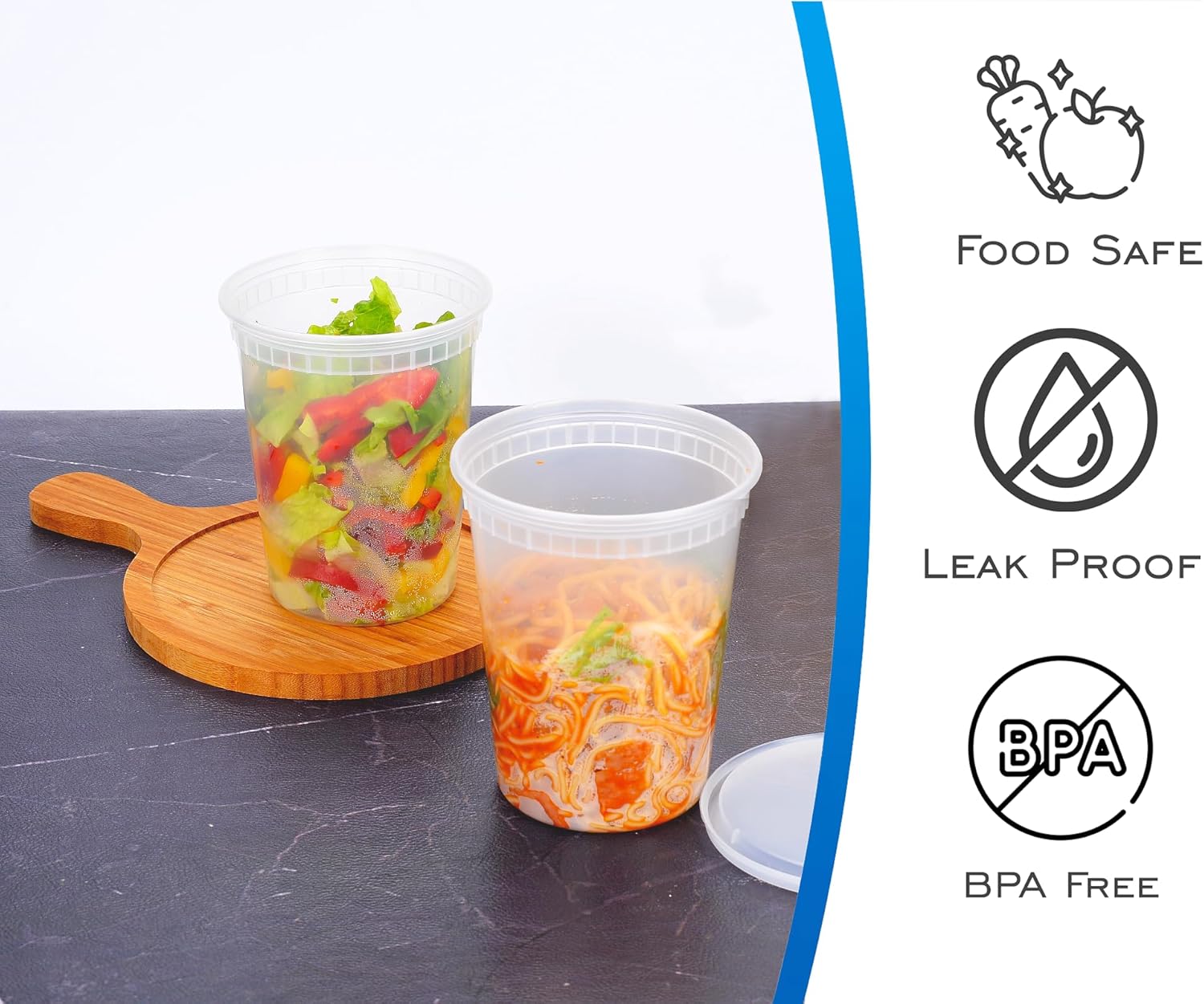 Plastic Deli Food Storage Containers with Airtight Lids - Image 3