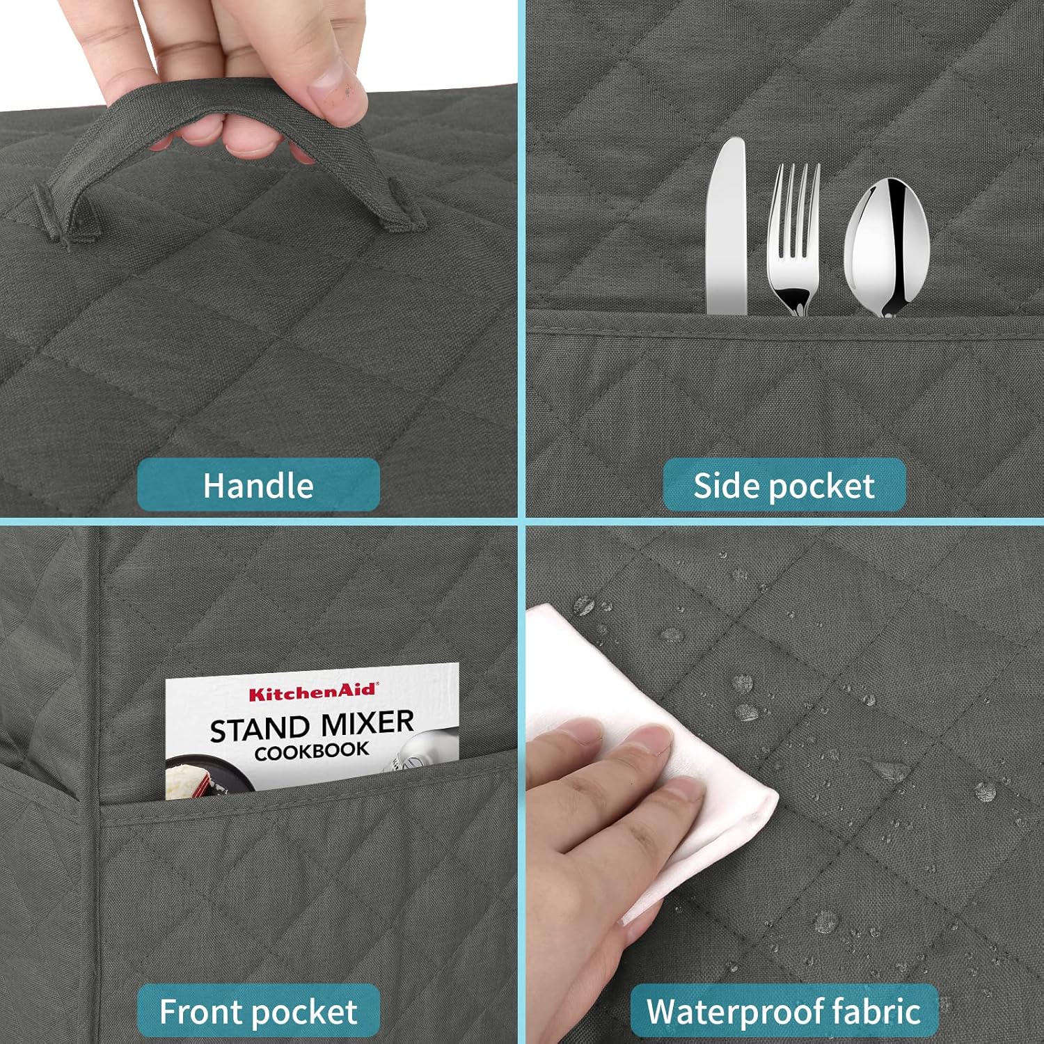 Grey Ninja Foodi Blender Dust Cover with Accessory Pocket - Image 3