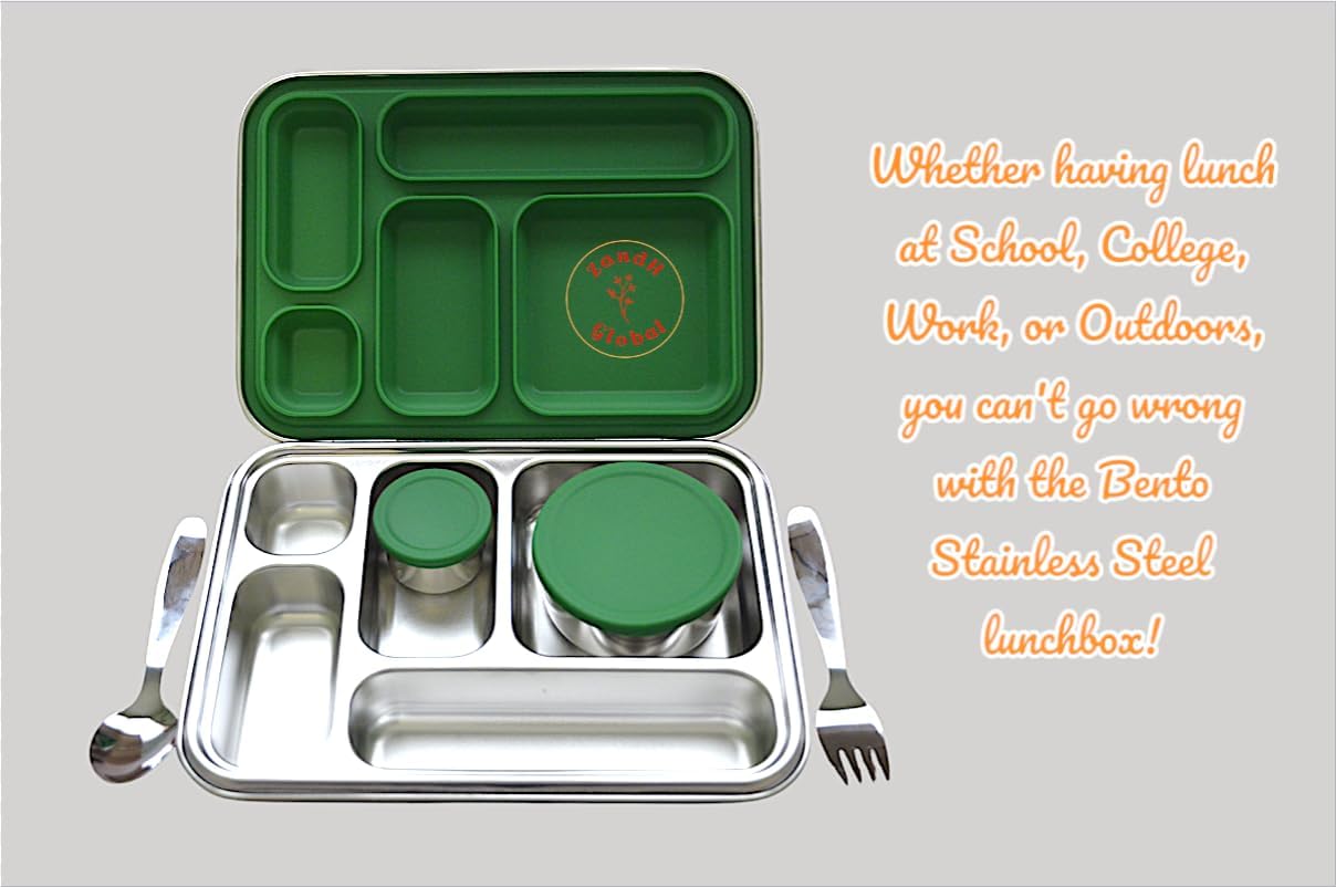 Stainless Steel 5 Compartment Bento Lunch Box - Image 5