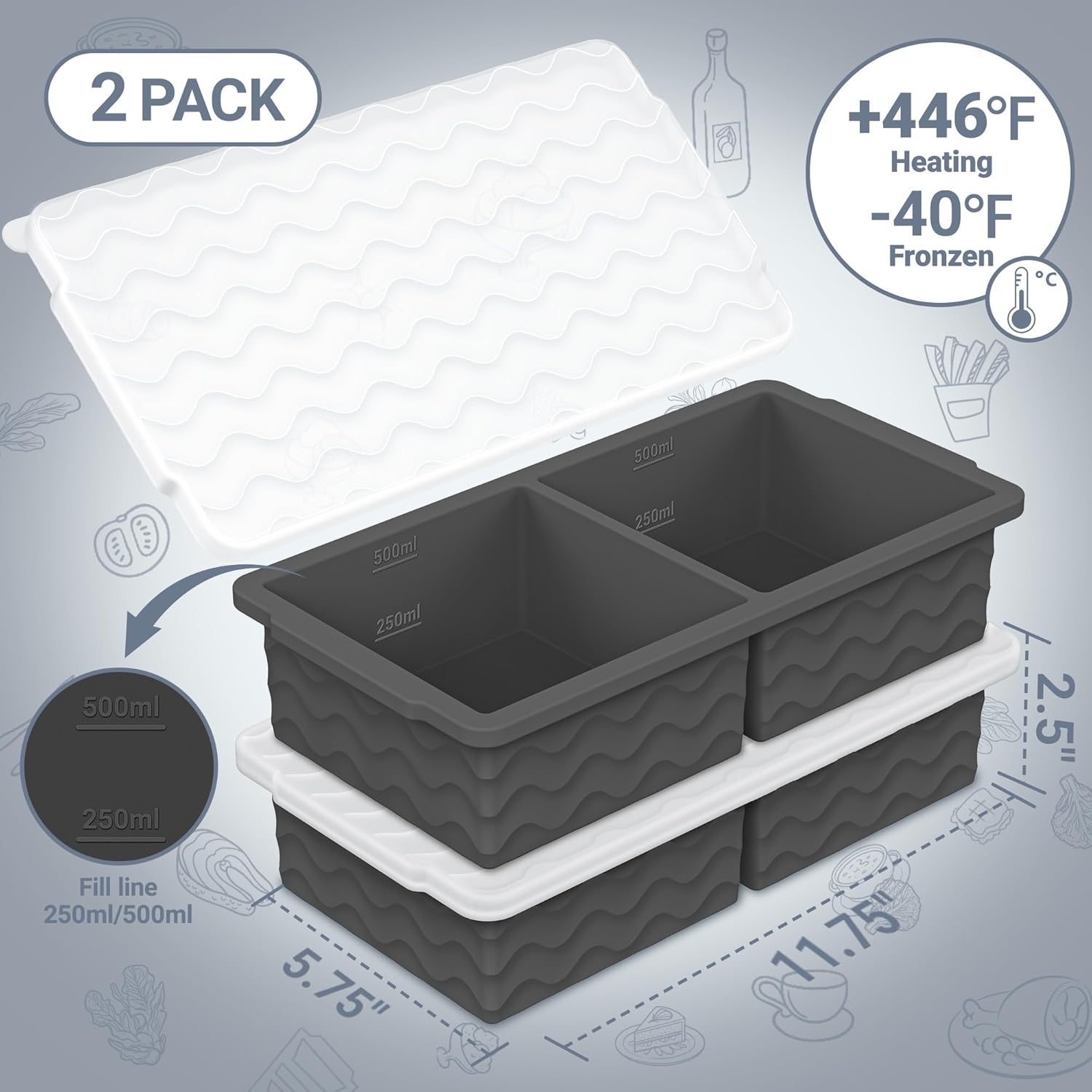 Aopigavi 2-Cup Freezer Tray with Lid - Image 3