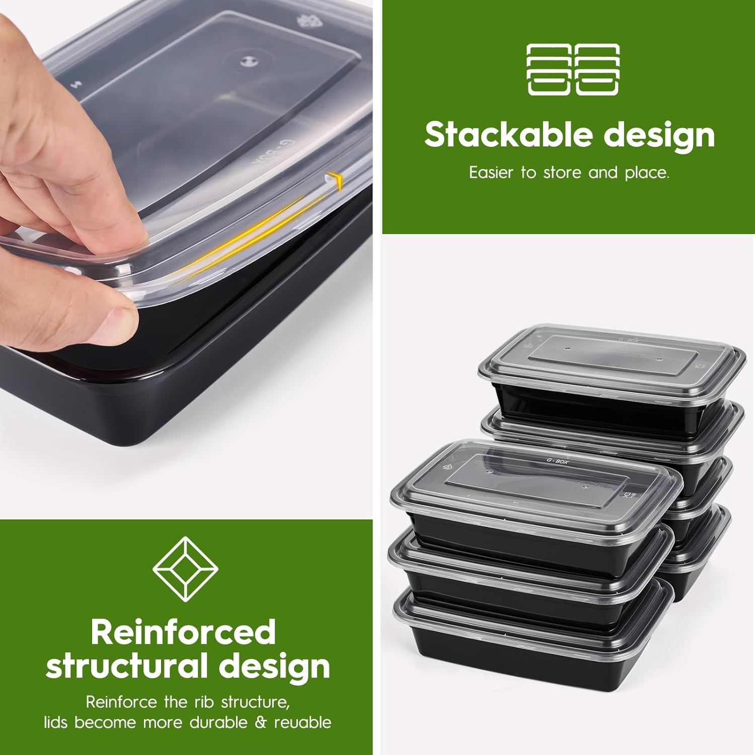 Glotoch 50 Pack Reusable Meal Prep Containers - Image 7