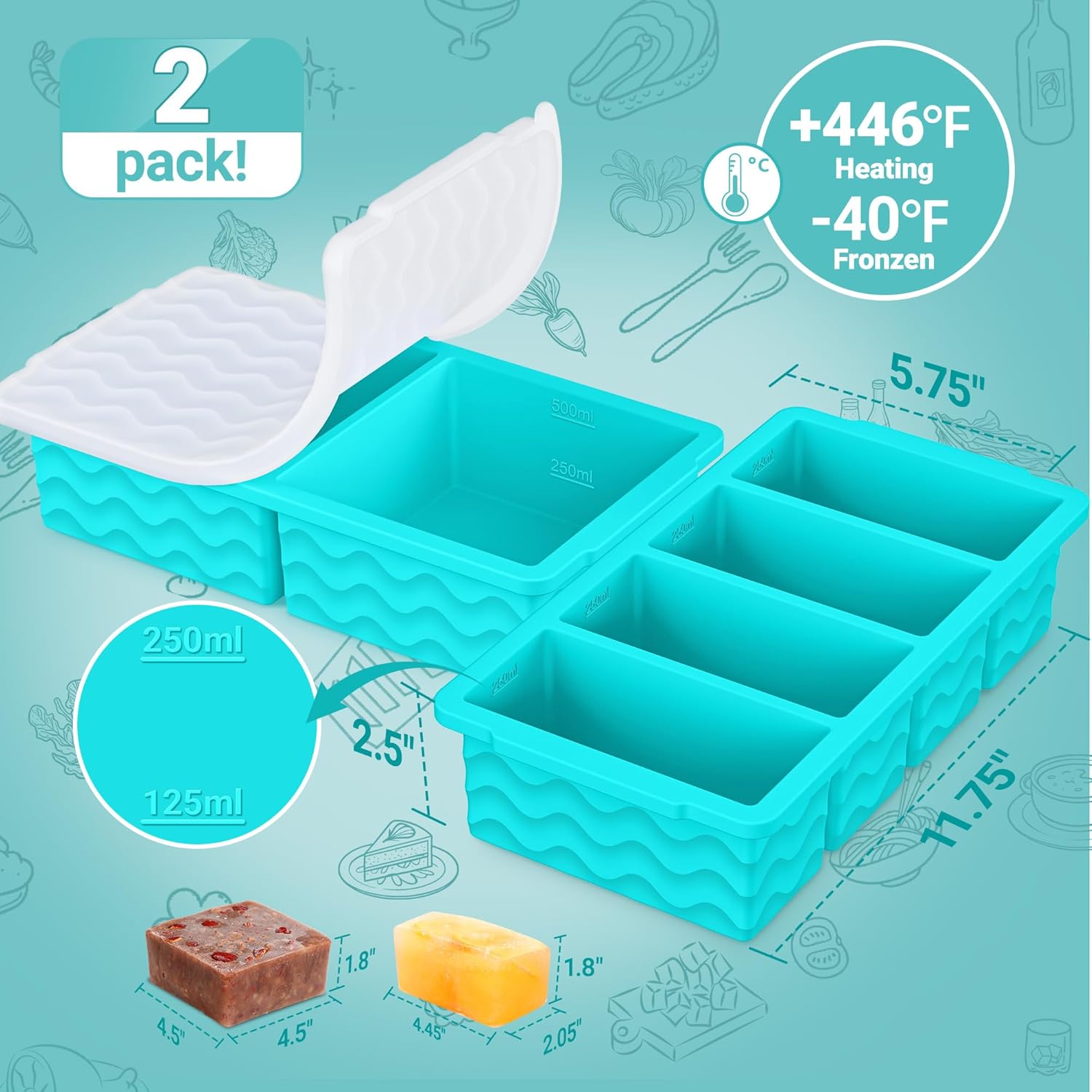 Silicone Freezer Molds for Soup with Lid - Image 3
