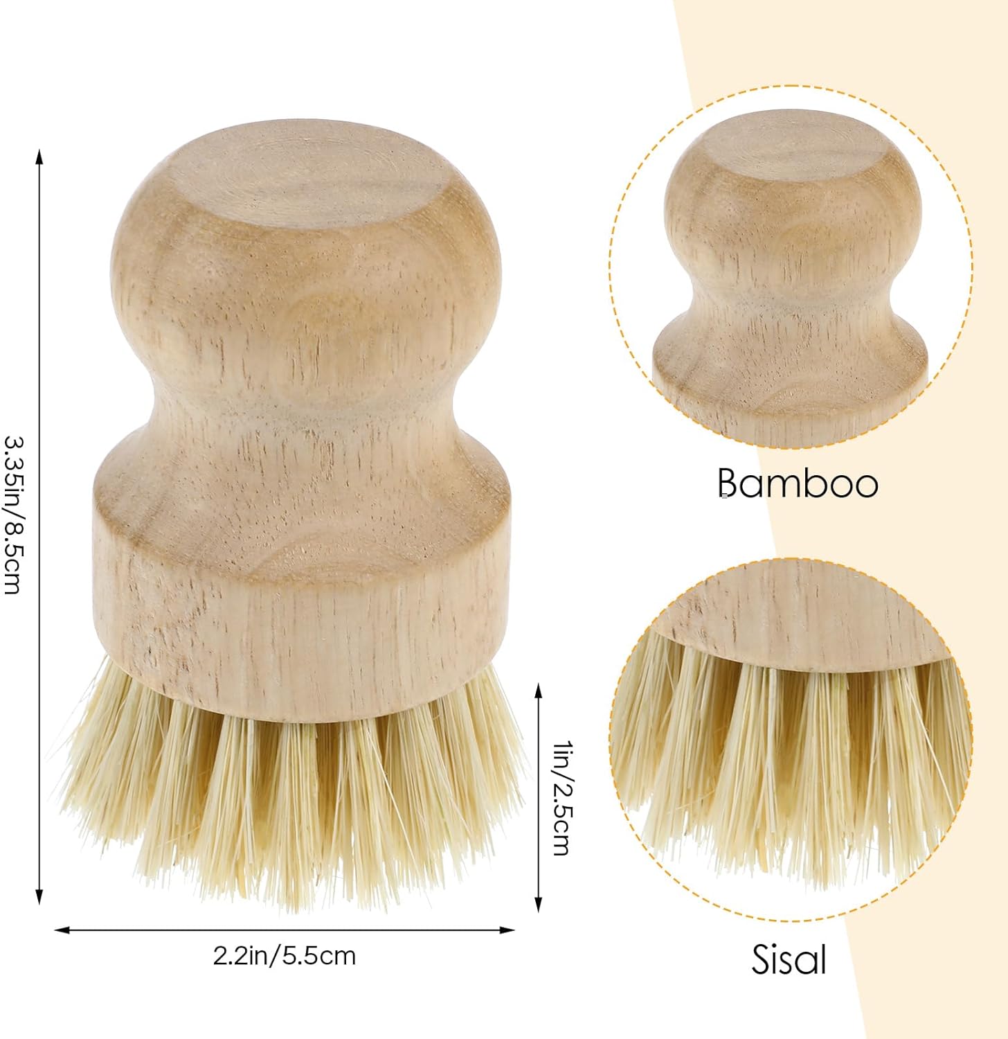 Bamboo Dish Brush Set for Kitchen Cleaning - Image 3