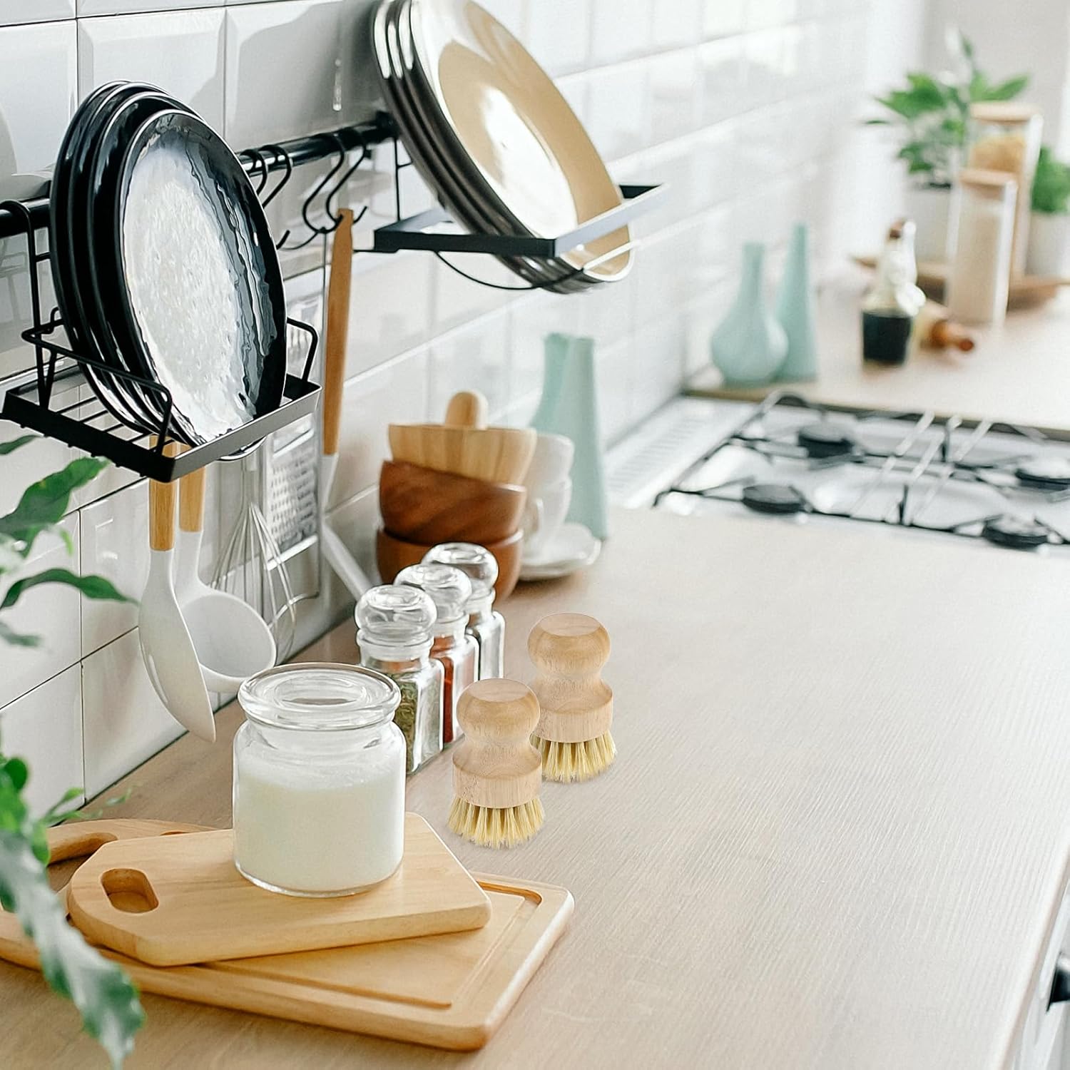 Bamboo Dish Brush Set for Kitchen Cleaning - Image 6