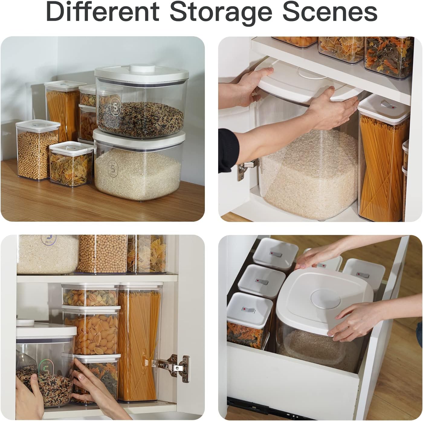 Rice Dispenser Container with Measuring Cup and Brush for Kitchen Pantry Organization - Image 4