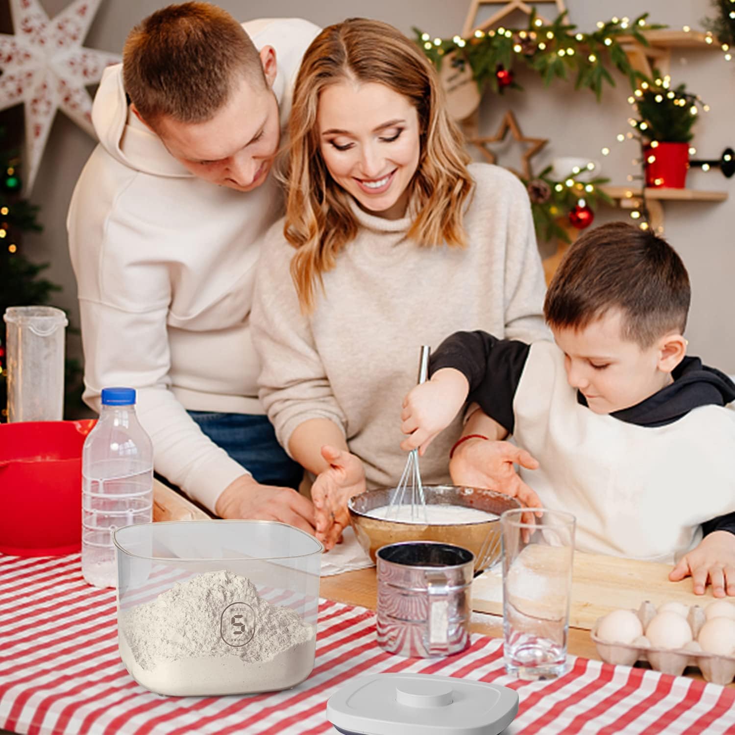 Rice Dispenser Container with Measuring Cup and Brush for Kitchen Pantry Organization - Image 5