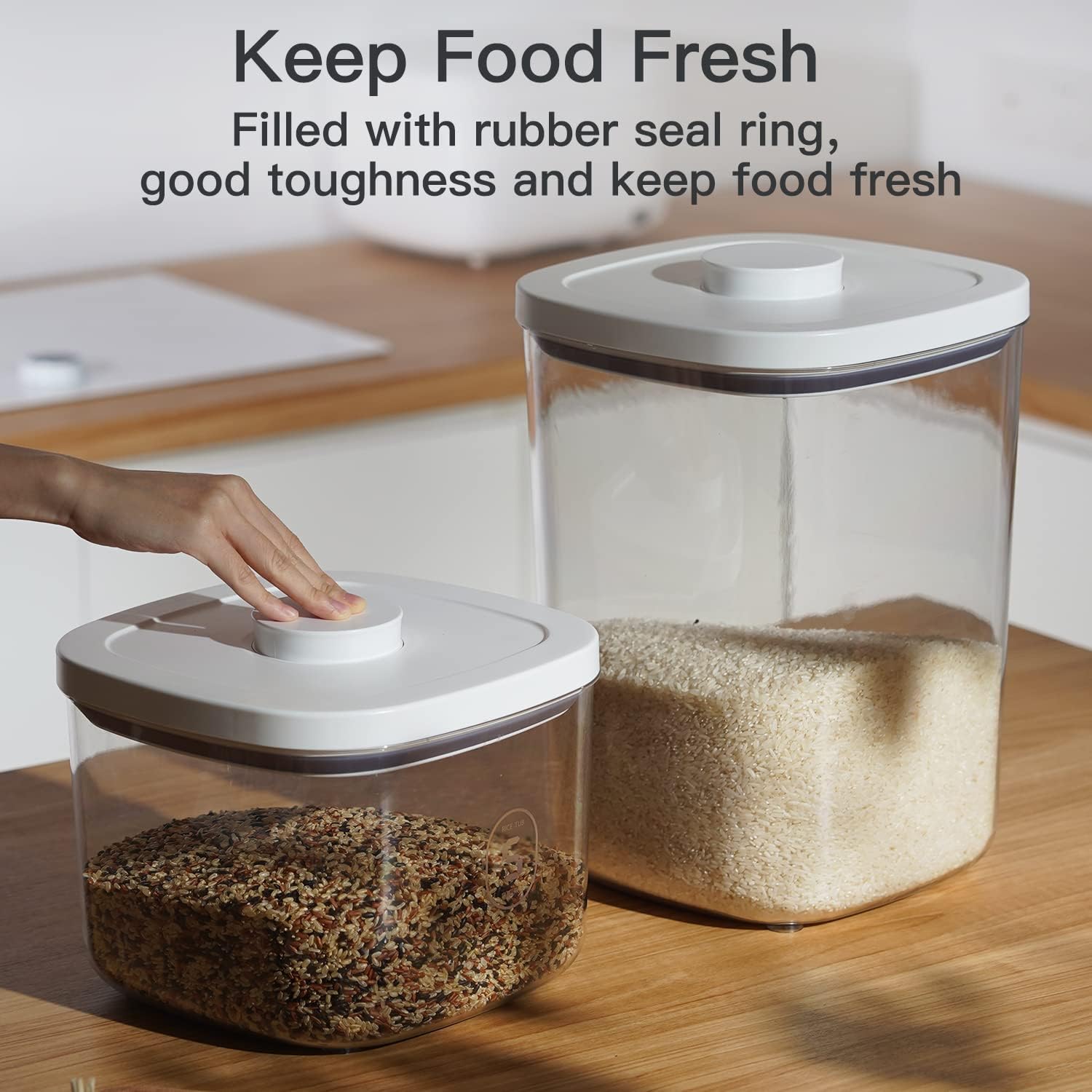 Rice Dispenser Container with Measuring Cup and Brush for Kitchen Pantry Organization - Image 8