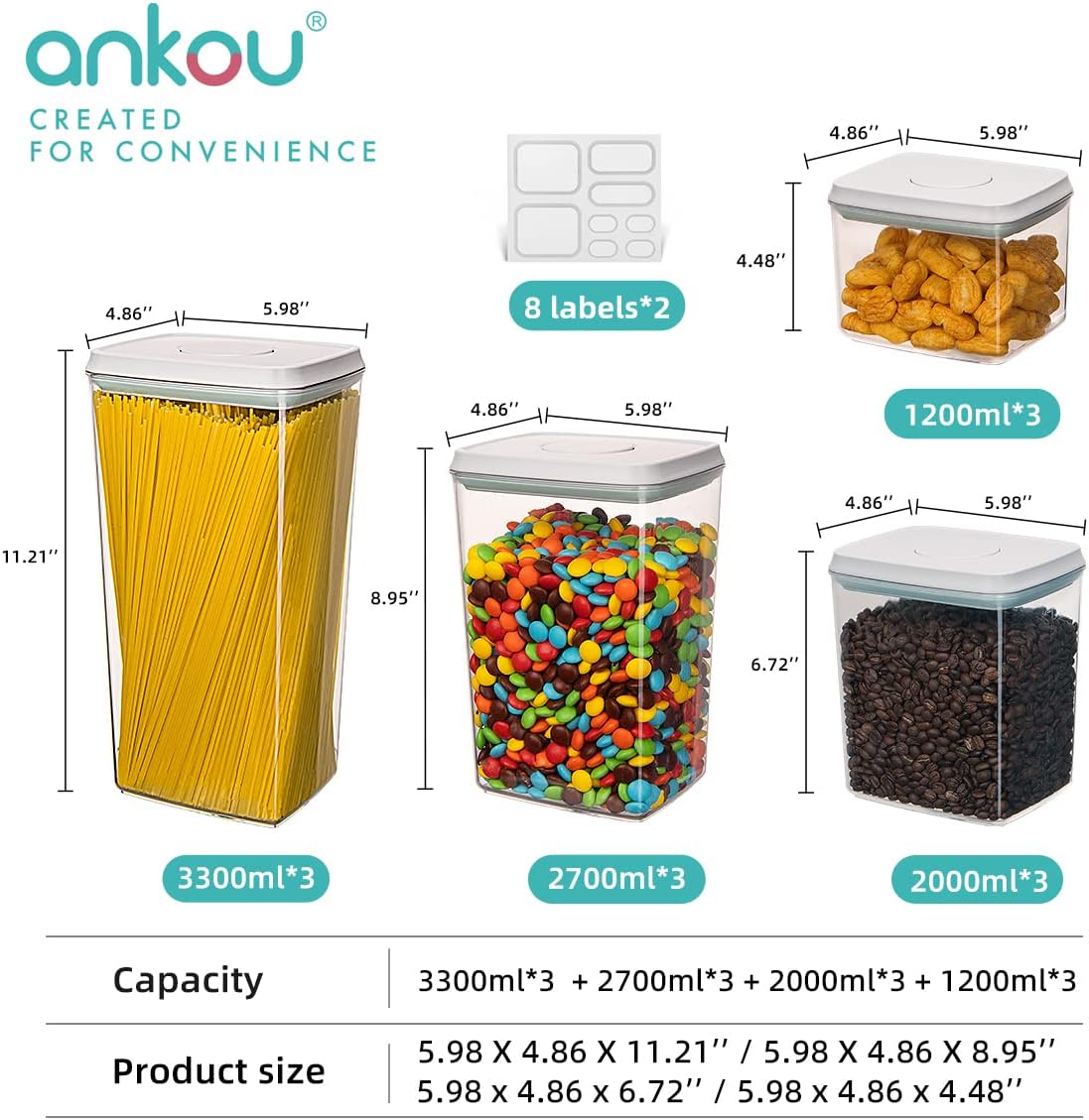 Ankou Pop Airtight Food Storage Containers with Lids for Kitchen Pantry Organizing - Image 5