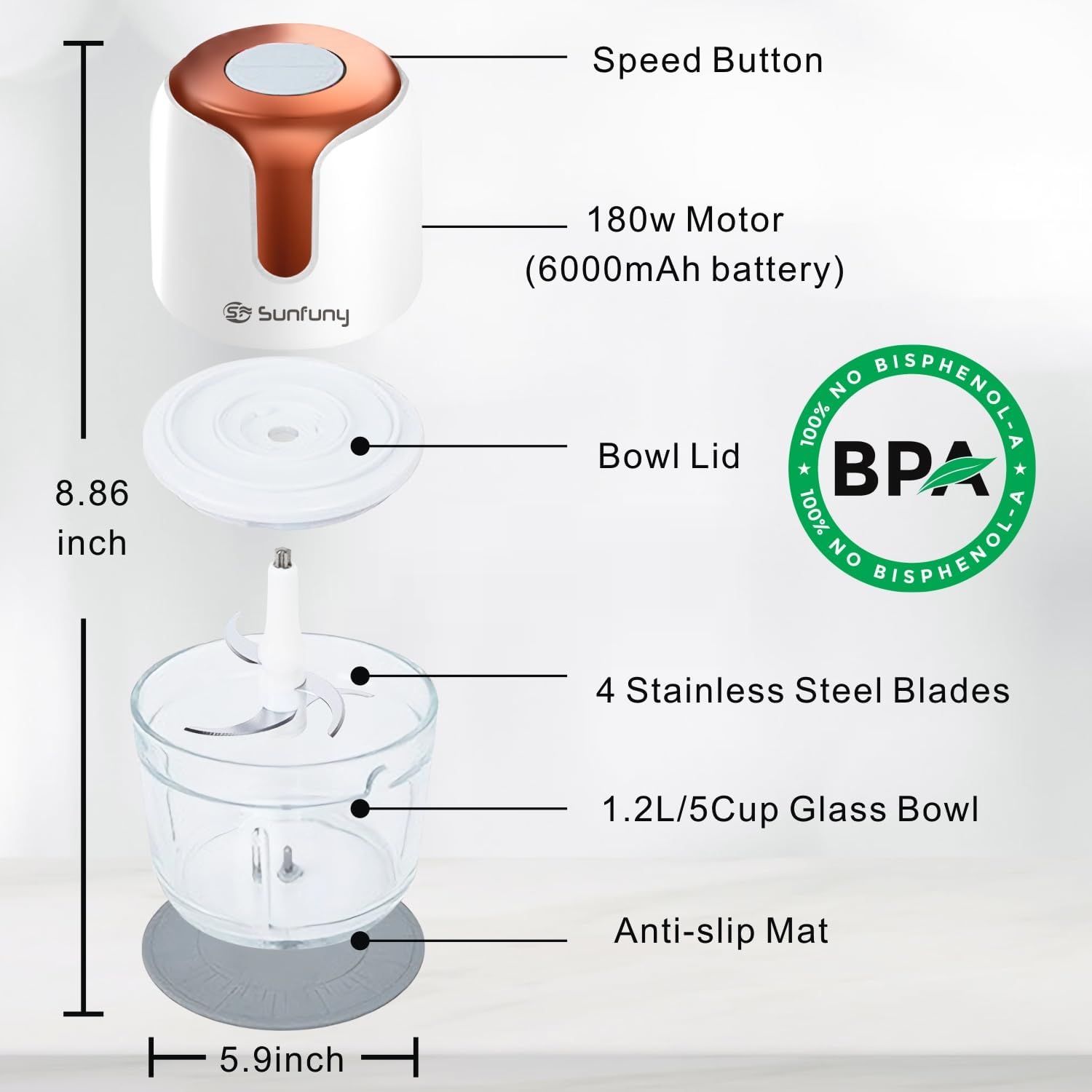 Sunfuny Cordless Mini Food Chopper - Image 8