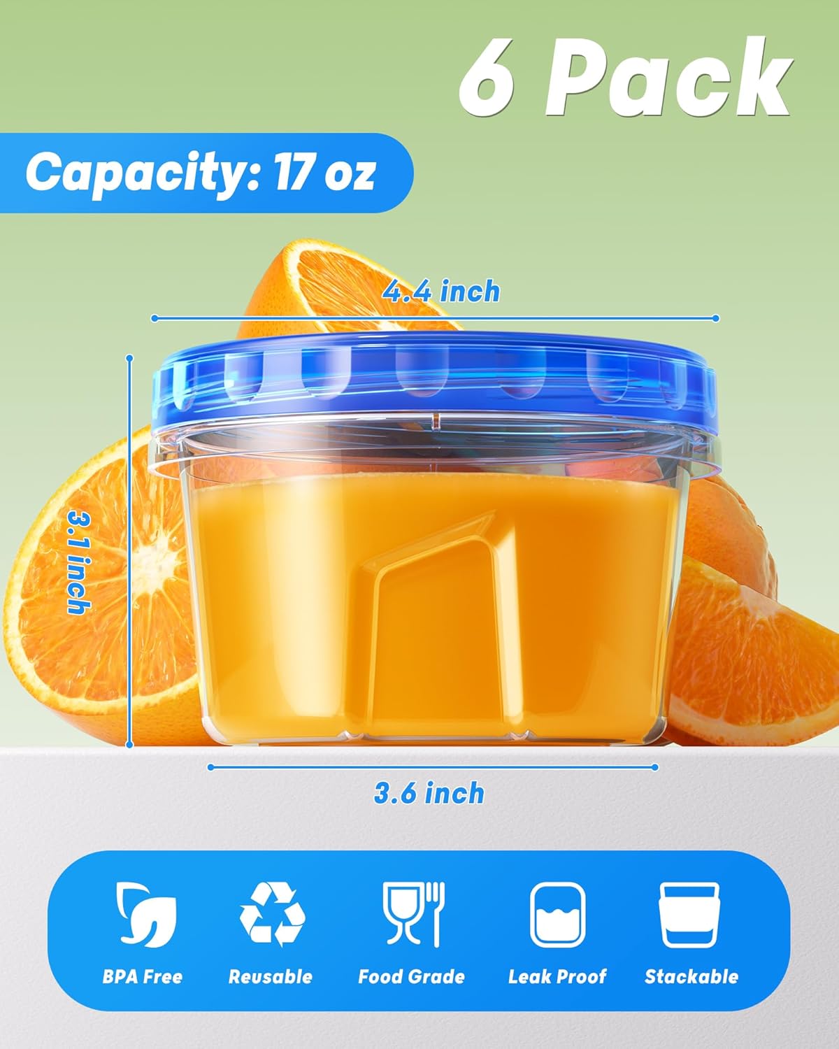 17oz Plastic Food Storage Containers with Twist Top Lids - Image 3