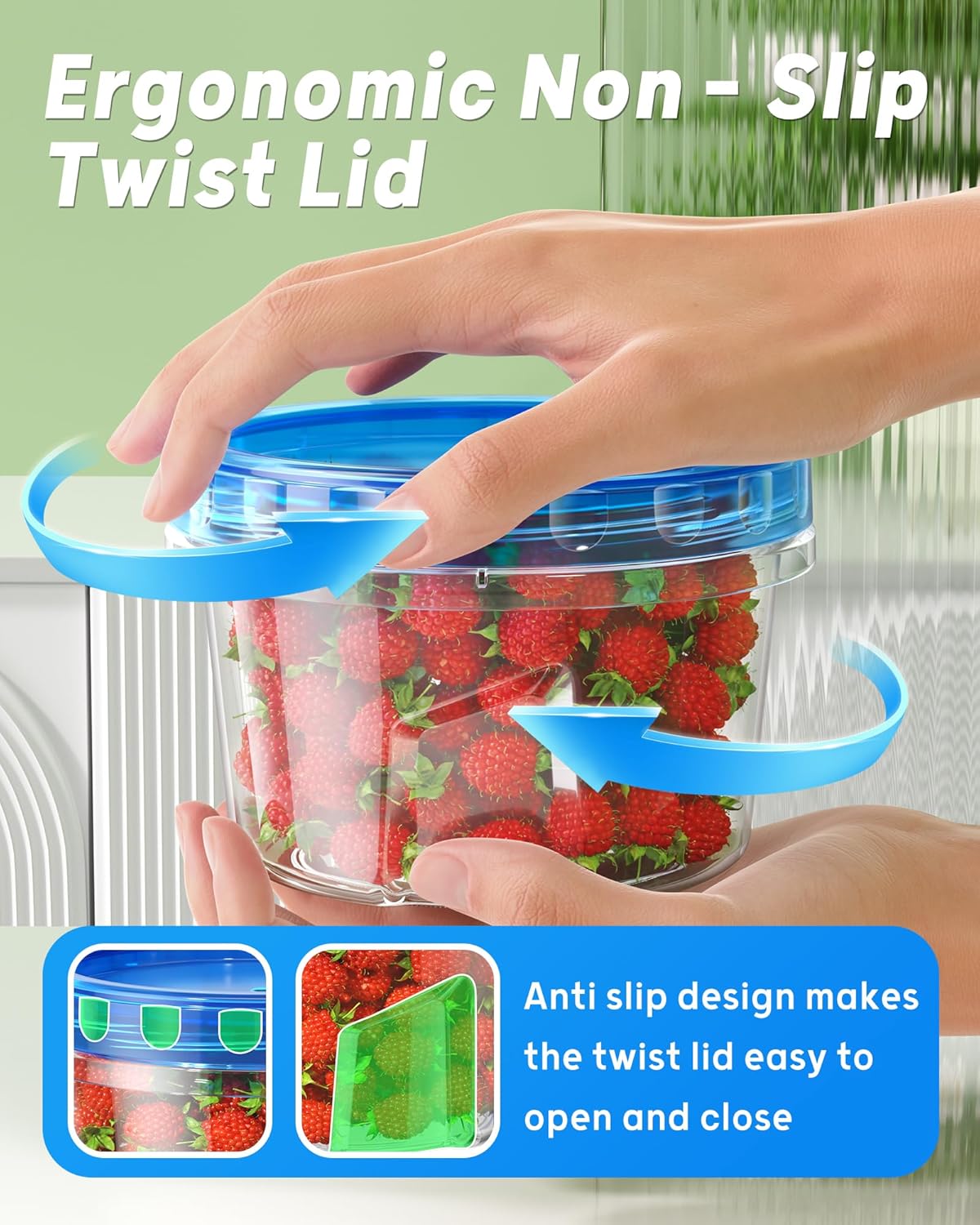 17oz Plastic Food Storage Containers with Twist Top Lids - Image 4