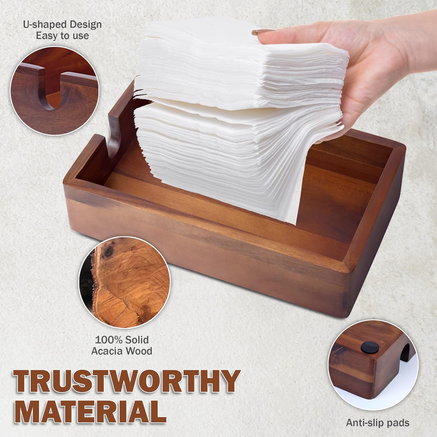 Acacia Guest Towel Napkin Holder - Image 4