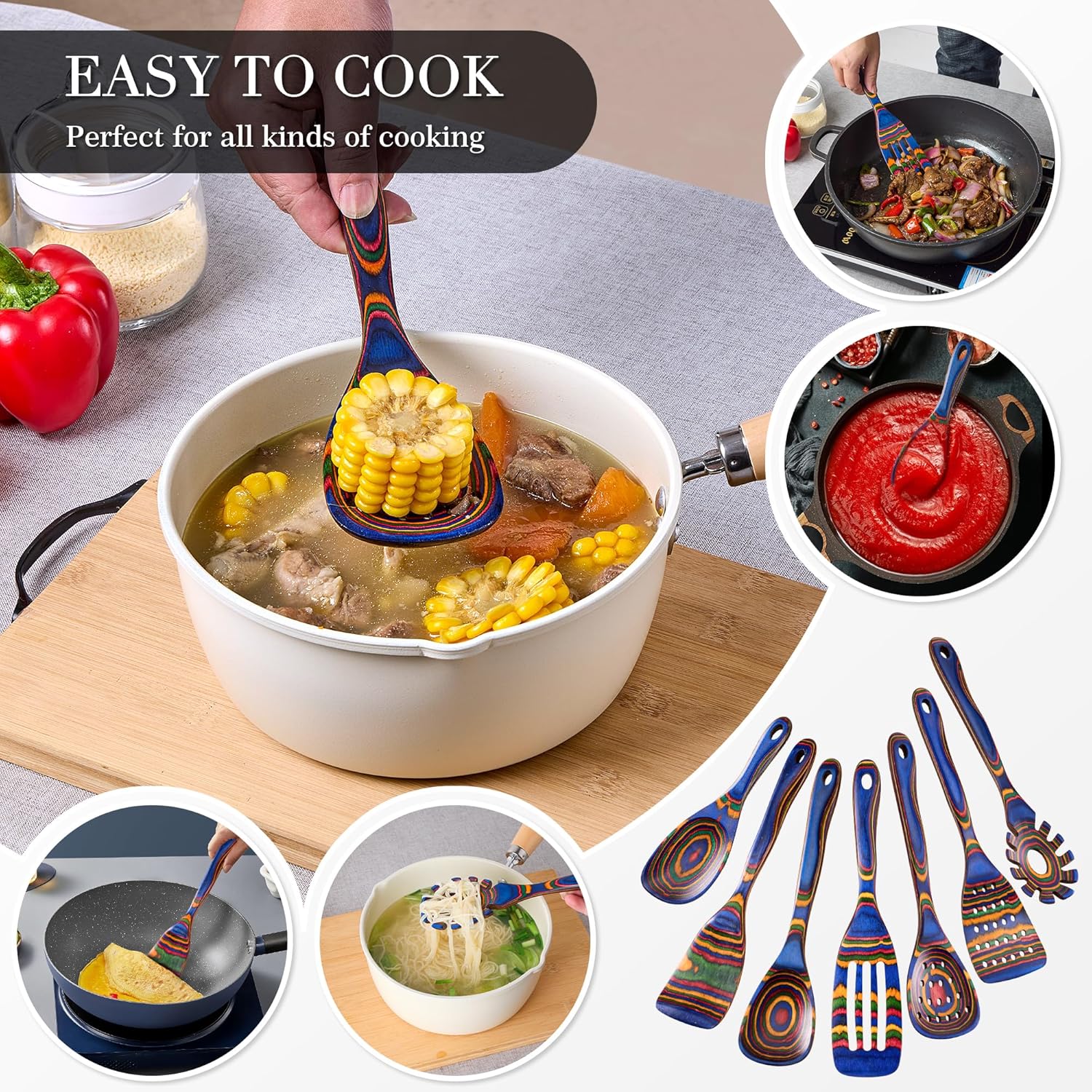 Heat-Resistant Wood Cooking Utensil Set - Image 8