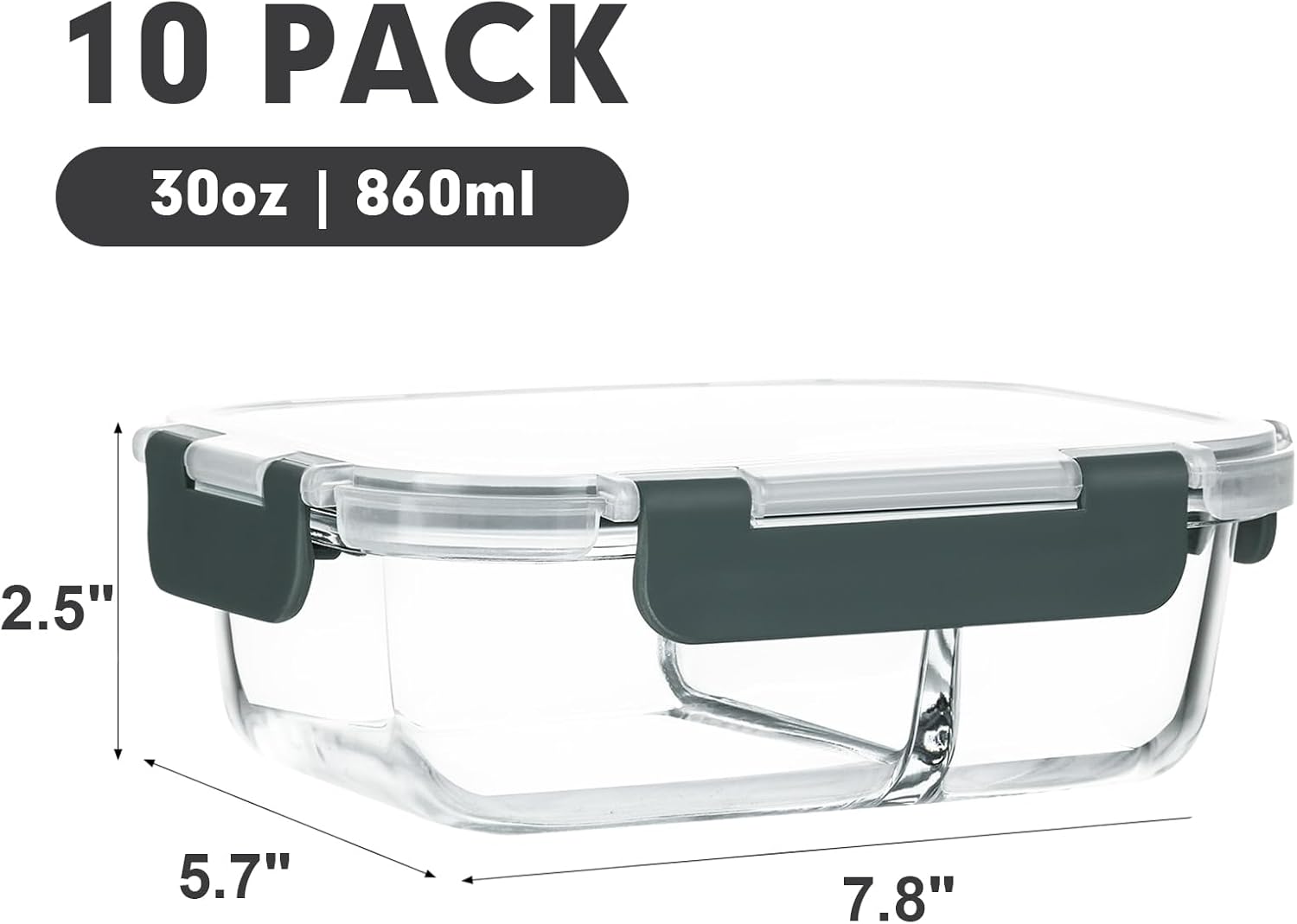 Glass Meal Prep Containers with Lids - Image 3