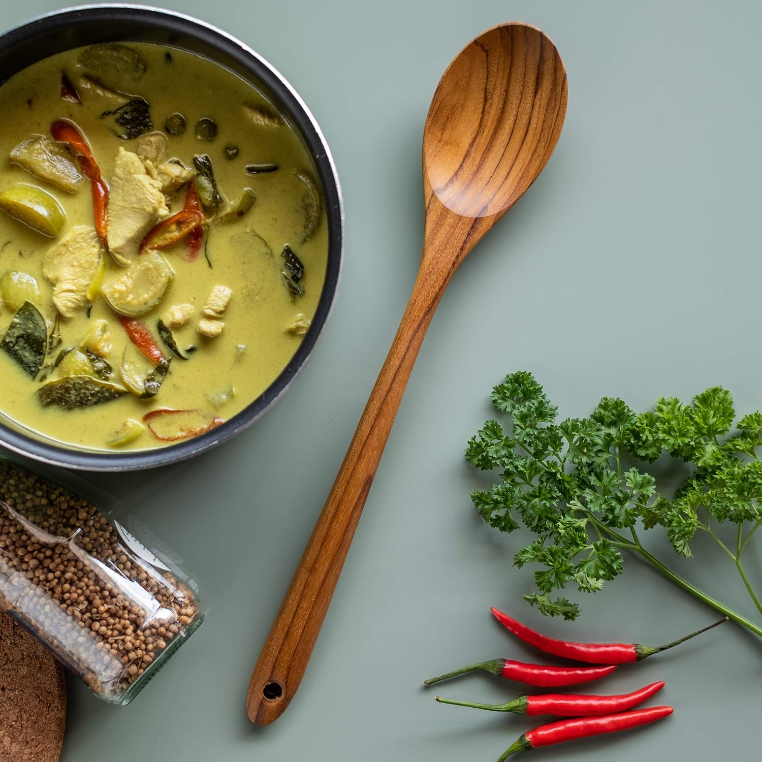 Handcrafted Golden Teak Wooden Spoons Set - Image 5