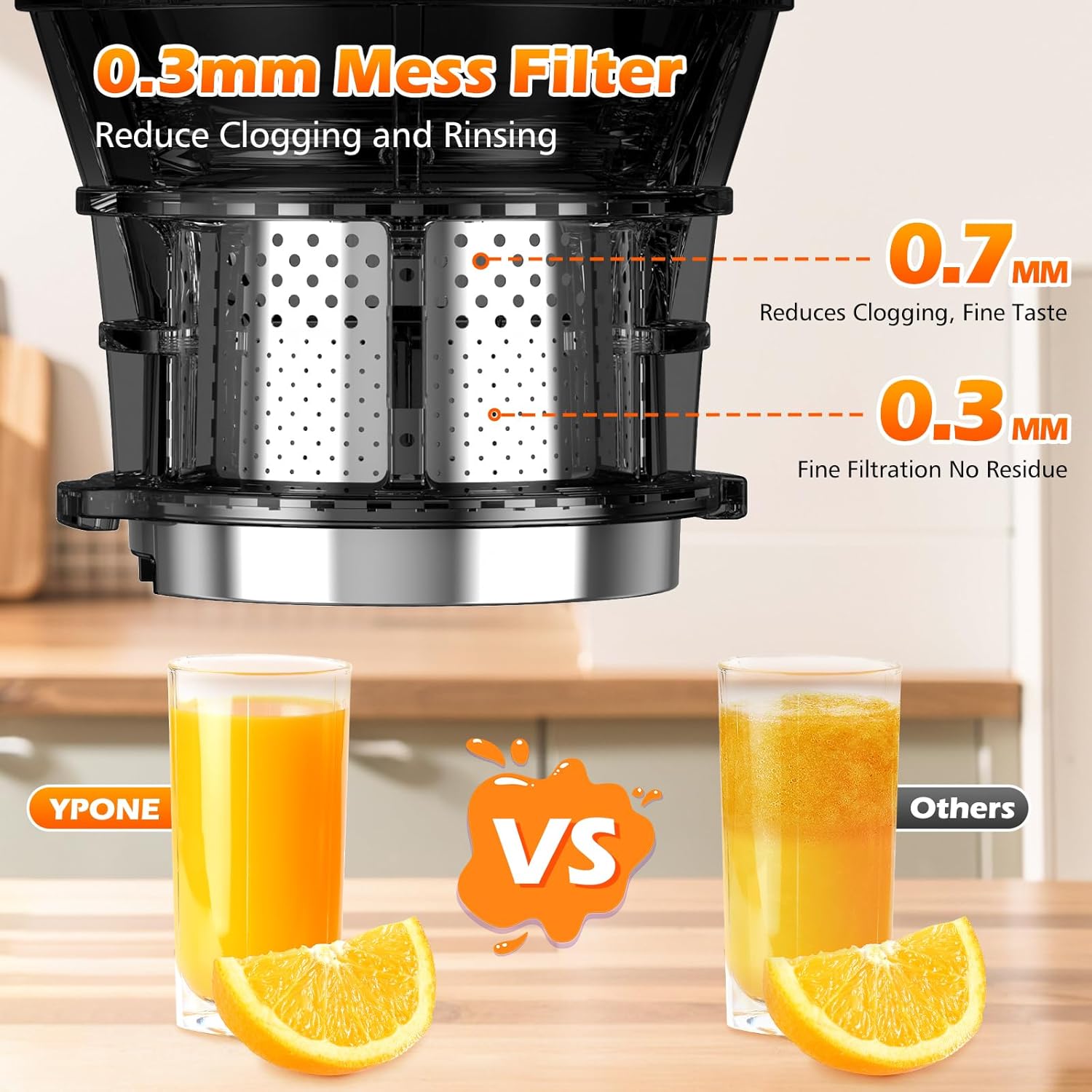 Cold Press Juicer Machine with Large Feed Chute for Whole Vegetables and Fruits - Image 5
