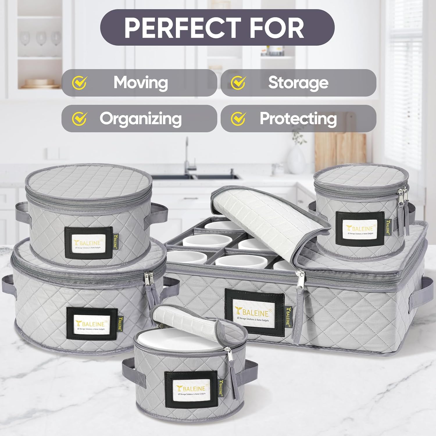 BALEINE Quilted Storage Containers for Wine Glasses and Dishes - Image 8