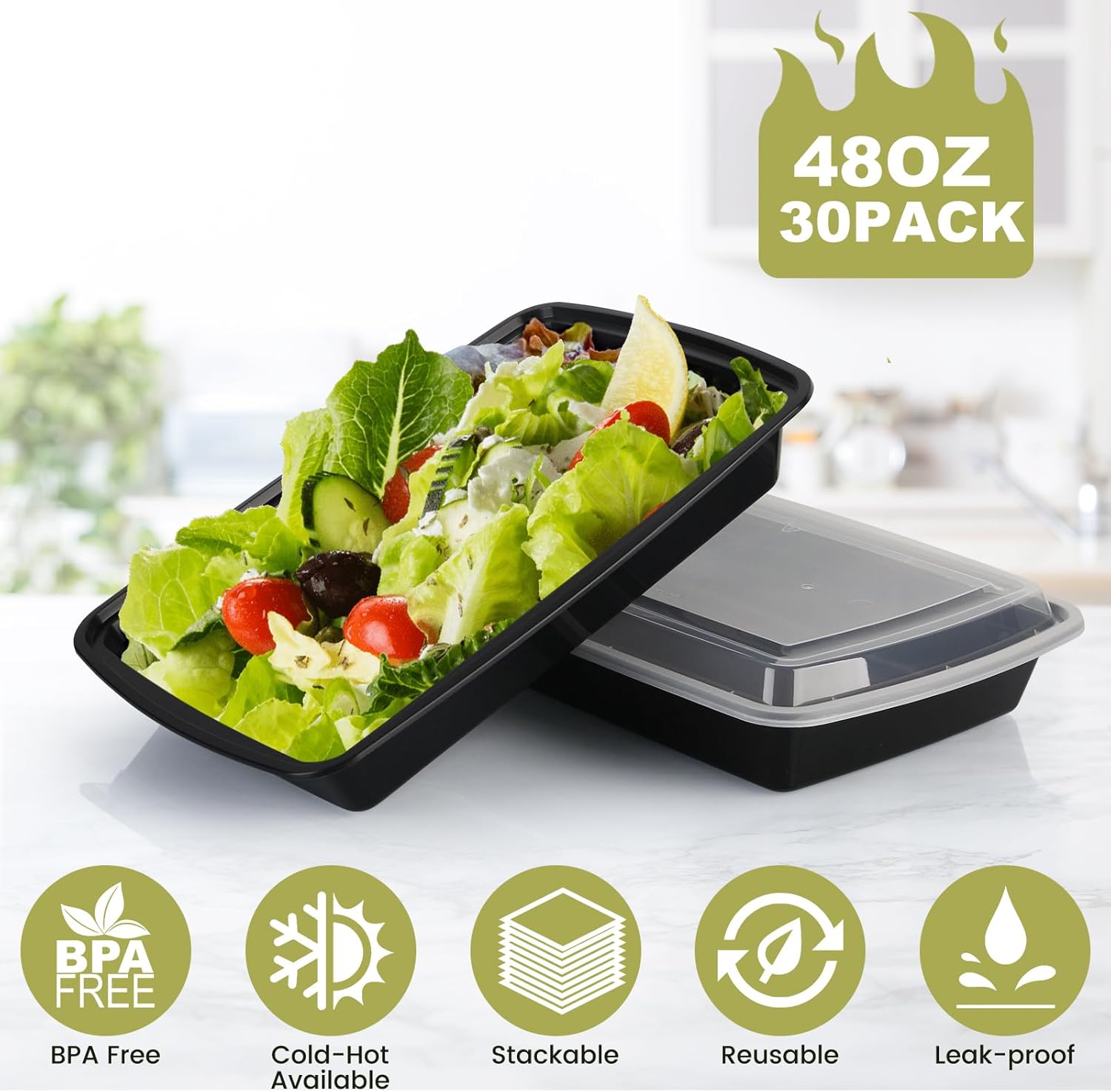 Reusable Meal Prep Containers with Lids - Image 3